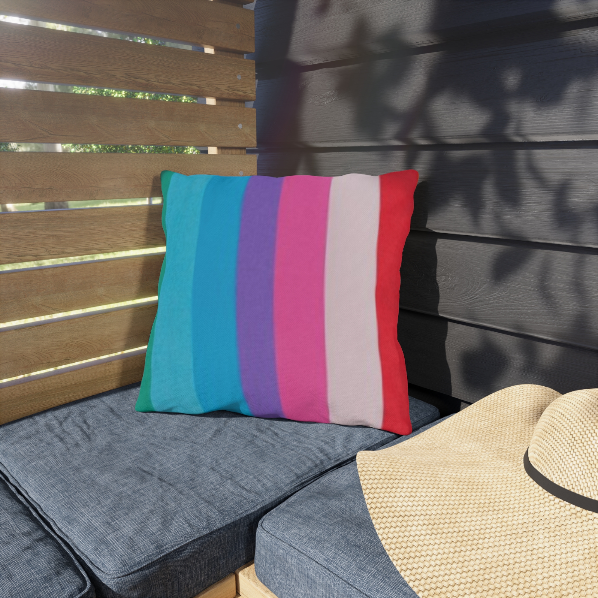 Outdoor Pillow – Colorful Rainbow Striped LGBTQ+ Pride Cushion - Image 7