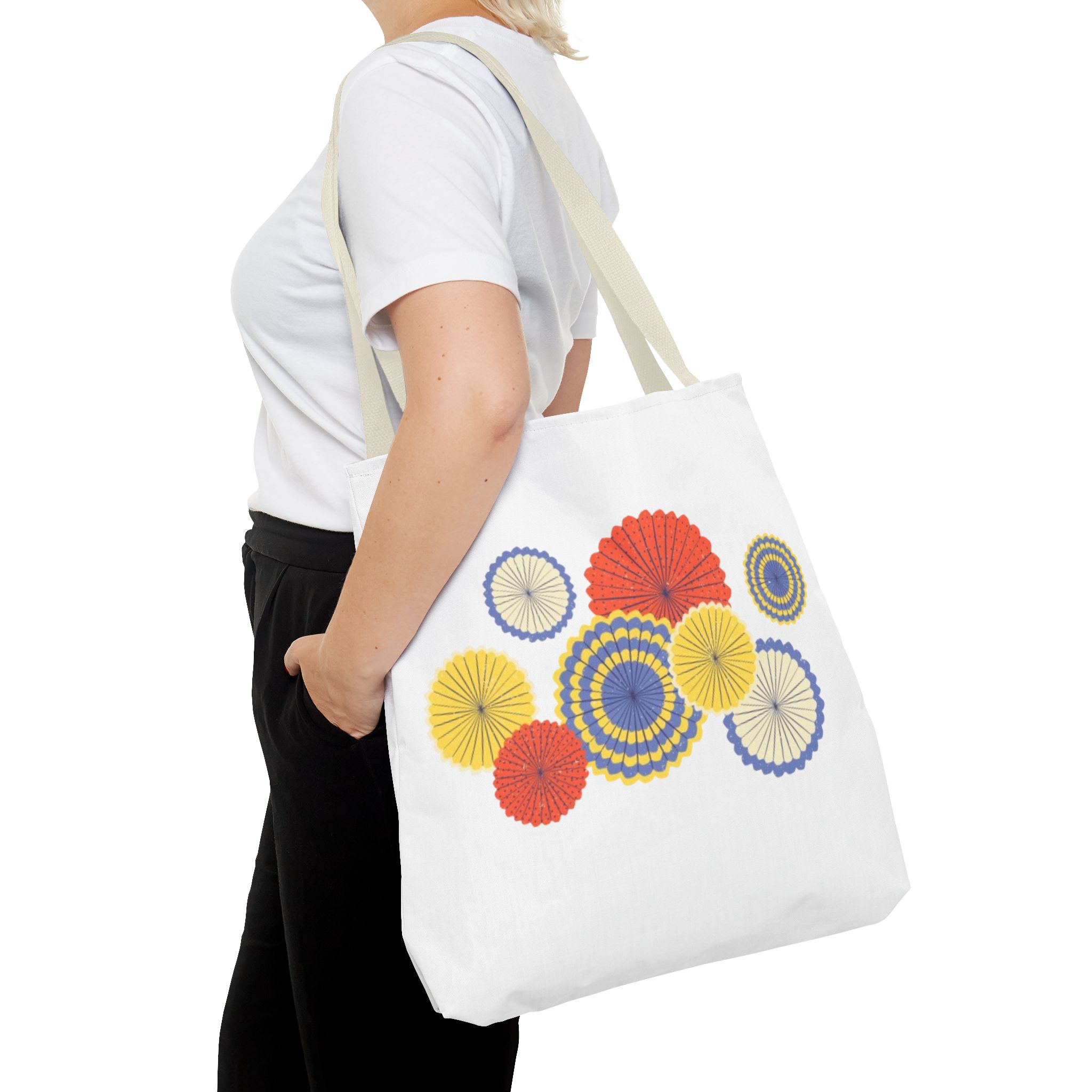 Floral Paper Fans Tote Bag — Colorful Retro Sunburst Design - Image 48