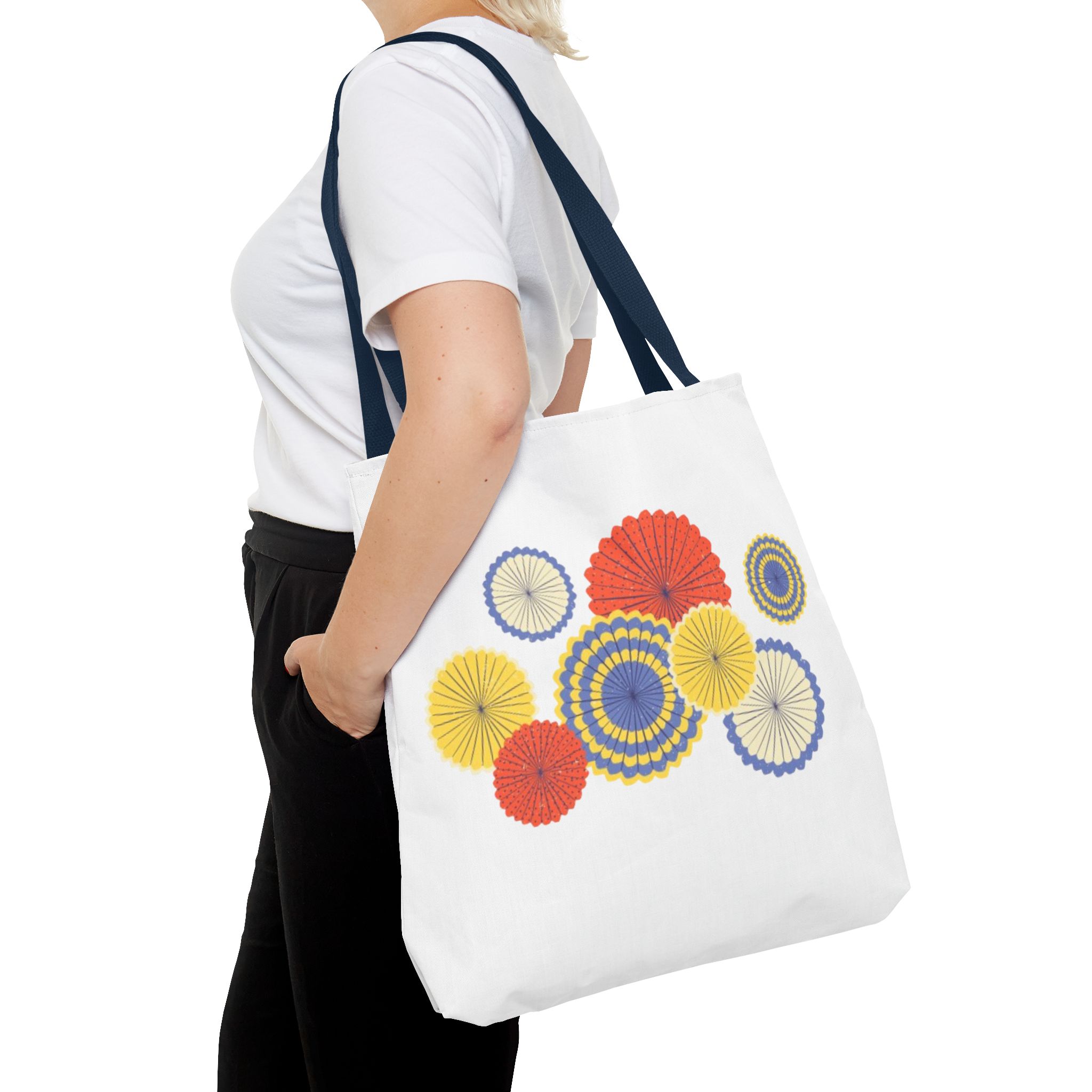Floral Paper Fans Tote Bag — Colorful Retro Sunburst Design - Image 60