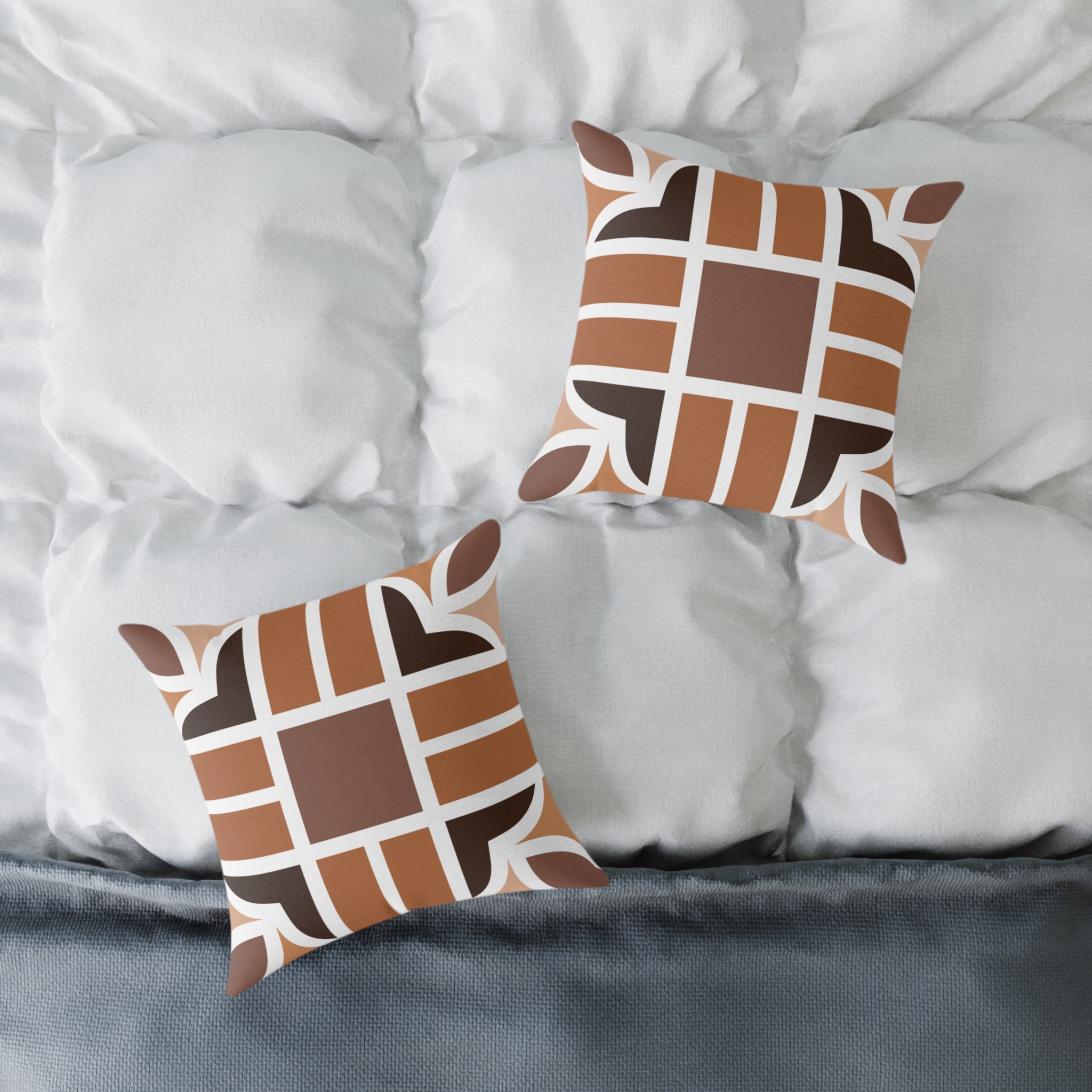 Retro Brown Geometric Square Pillow - Image 8