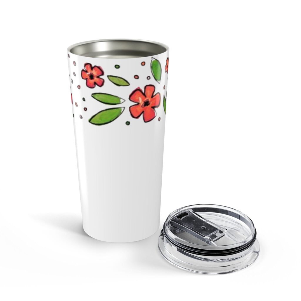 20oz Floral Tumbler - Red Watercolor Flowers Stainless Steel Travel Cup