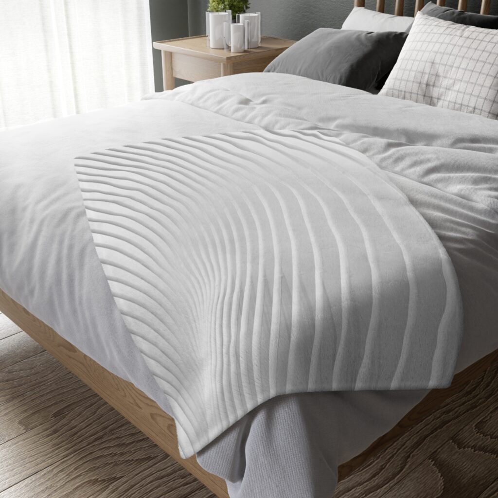 White Architectural Curve Blanket | Velveteen Microfiber Two-Sided Print