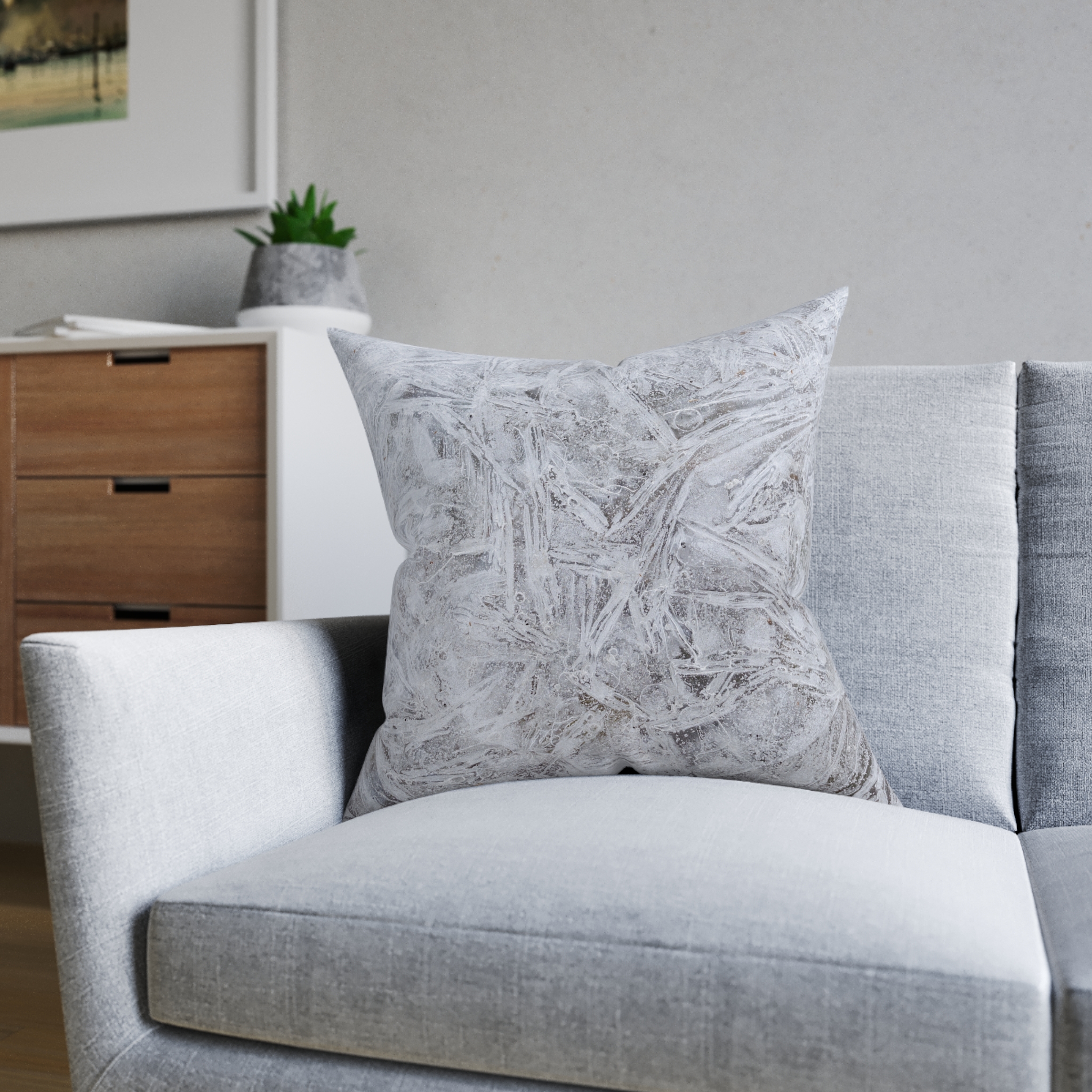 Frosted Ice Texture Square Pillow — Winter Snowflake Accent Cushion - Image 12