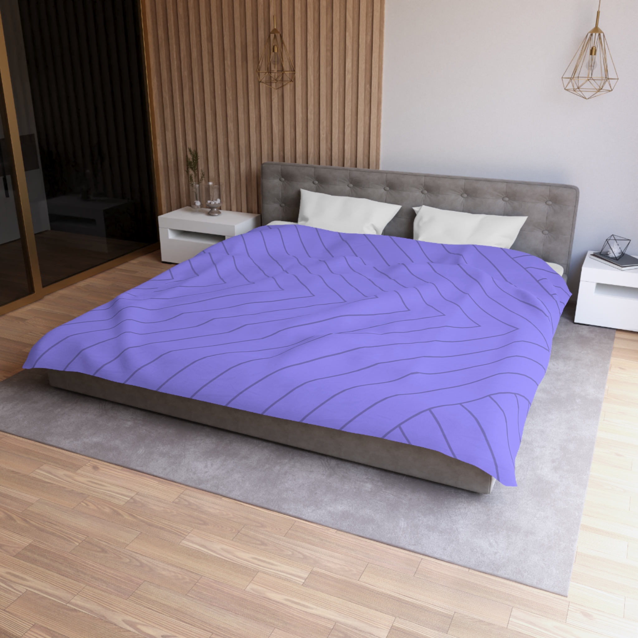 Lavender Geometric Duvet Cover — Modern Chevron Striped Microfiber - Image 18