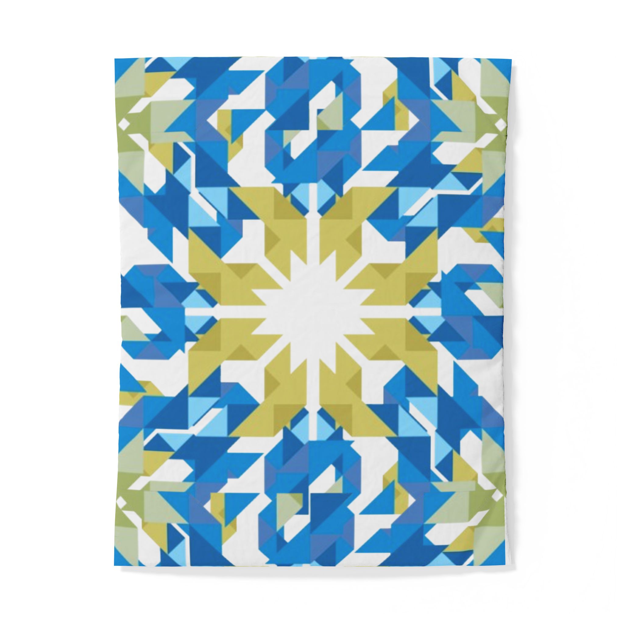 Blue and Green Geometric Mandala Cotton Duvet Cover - Image 3