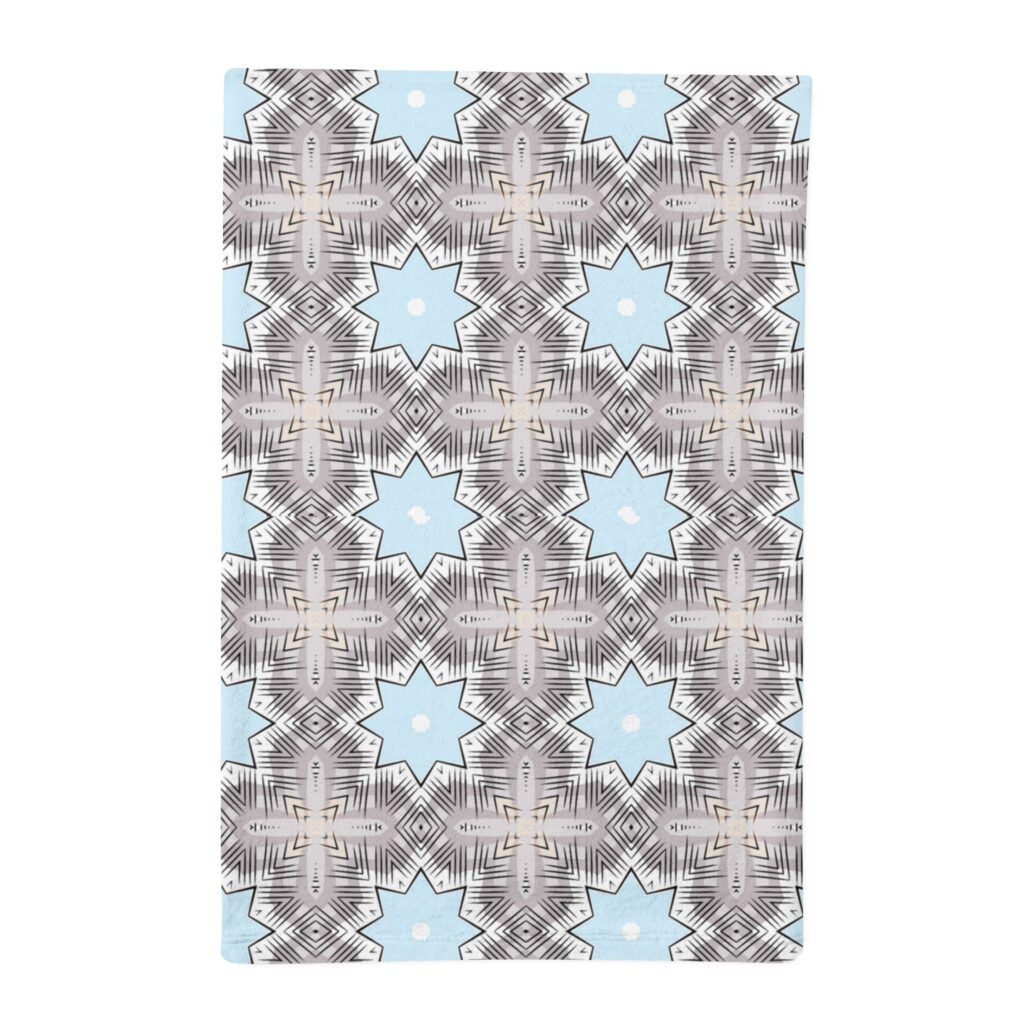 Minky Sleeping Bag with Gray and Light Blue Geometric Star Pattern