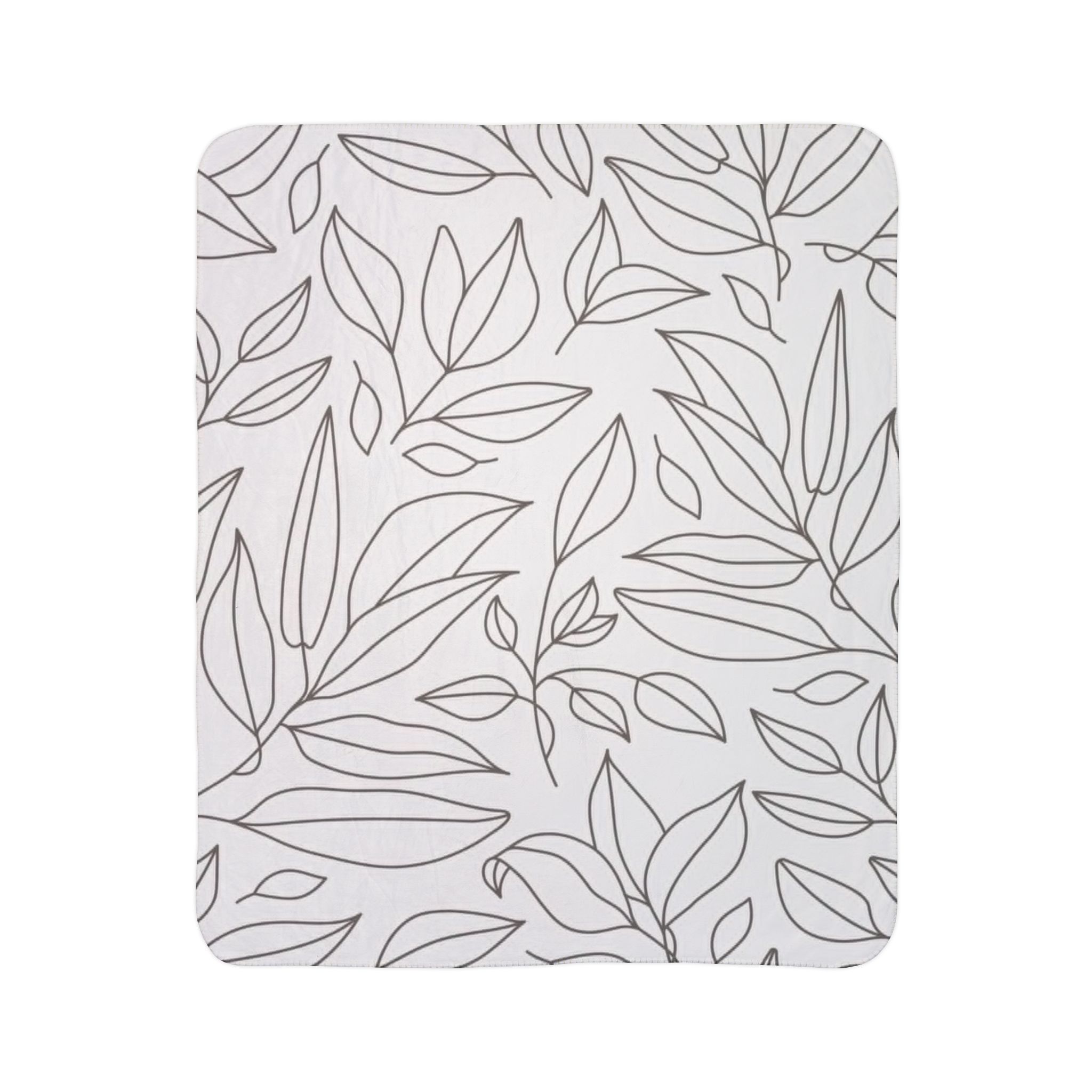 Leaf Outline Fleece Sherpa Blanket – Minimal Botanical Throw - Image 2