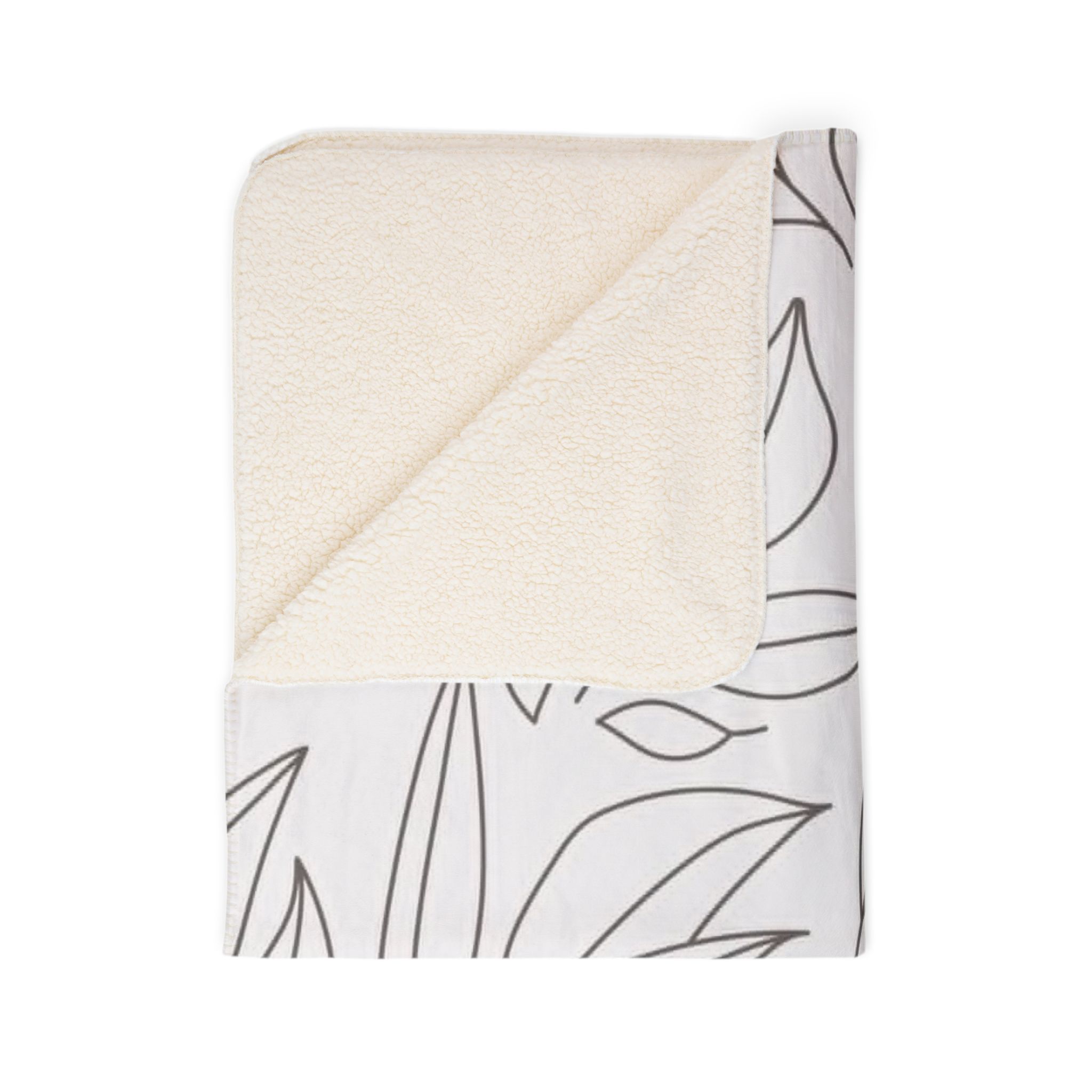 Leaf Outline Fleece Sherpa Blanket – Minimal Botanical Throw - Image 14
