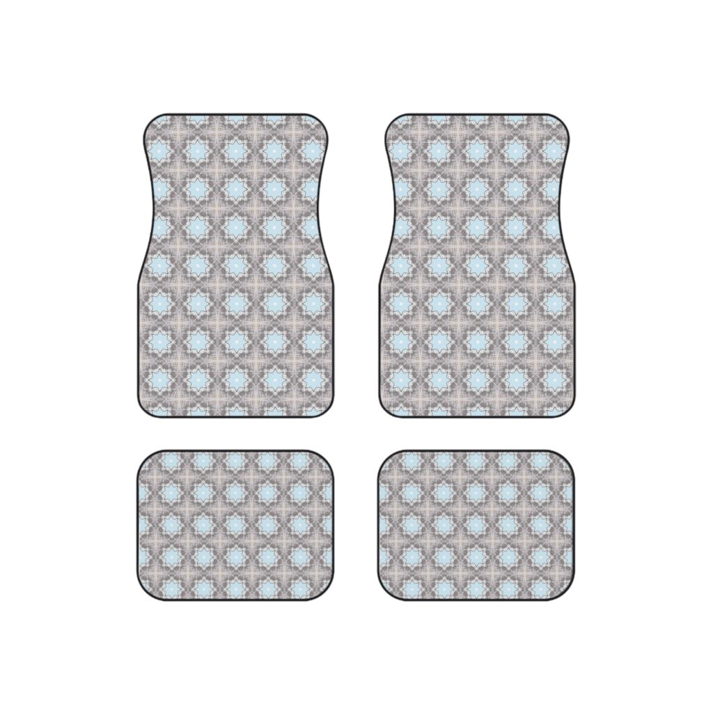 Geometric Blue Floral Car Mats Set of 4
