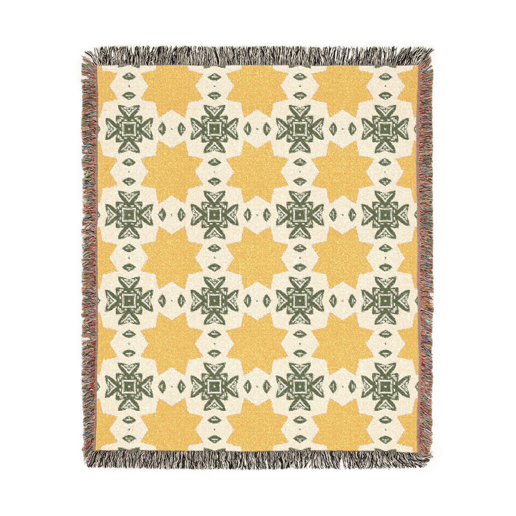 Mustard & Sage Geometric Woven Blanket - Image 7