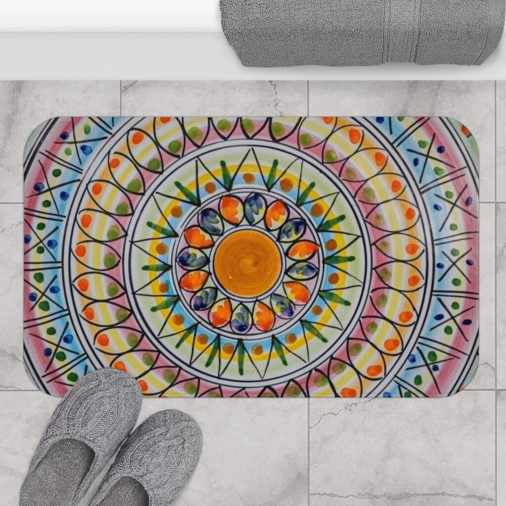 Colorful Mandala Bath Mat — Vibrant Geometric Boho Bathroom Rug