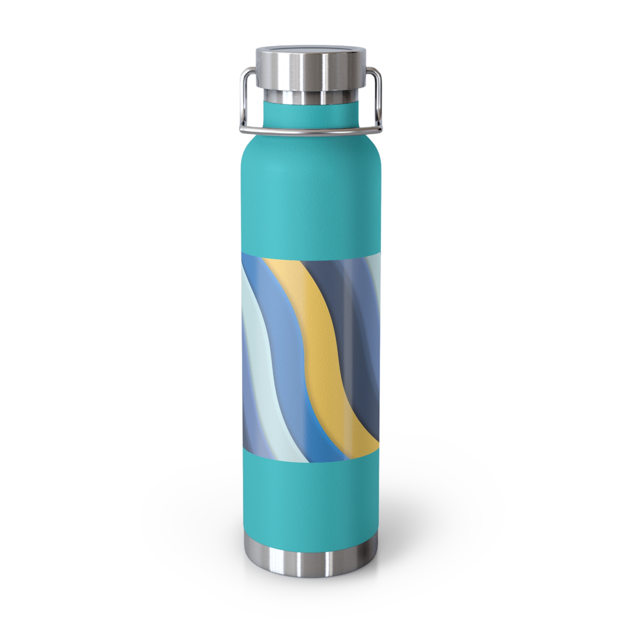 22oz Abstract Blue and Yellow Wave Vacuum Insulated Bottle - Image 26