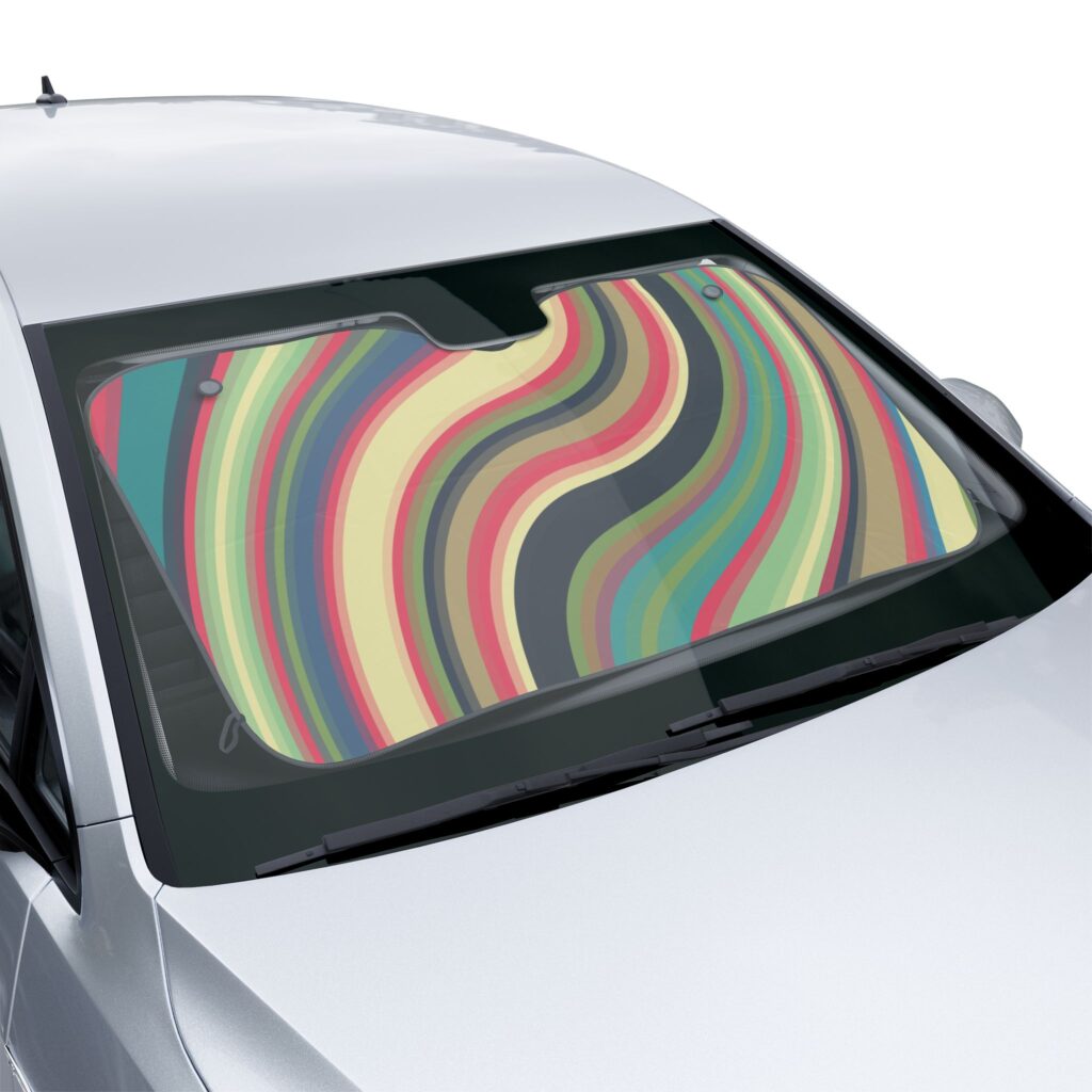 Colorful Retro Swirl Car Sun Shade