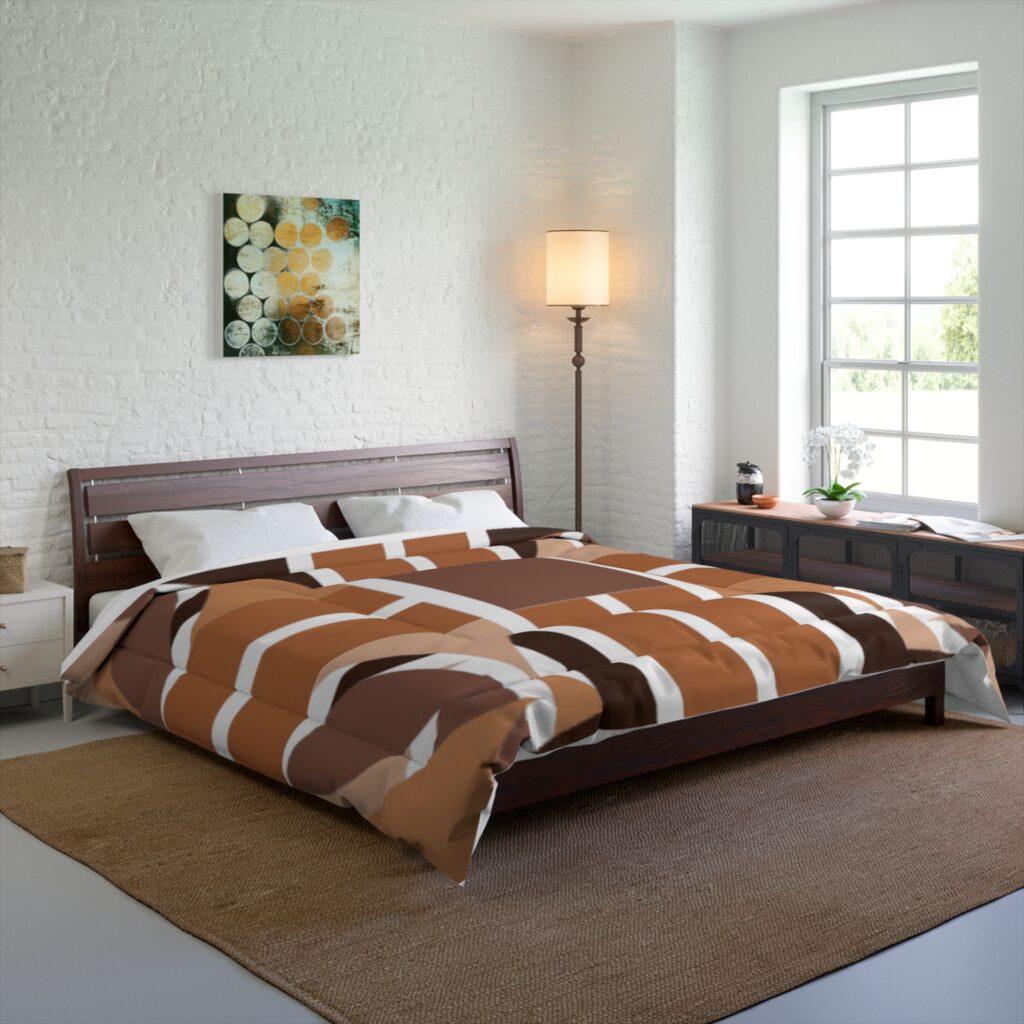 Mid-Century Modern Geometric Brown Comforter
