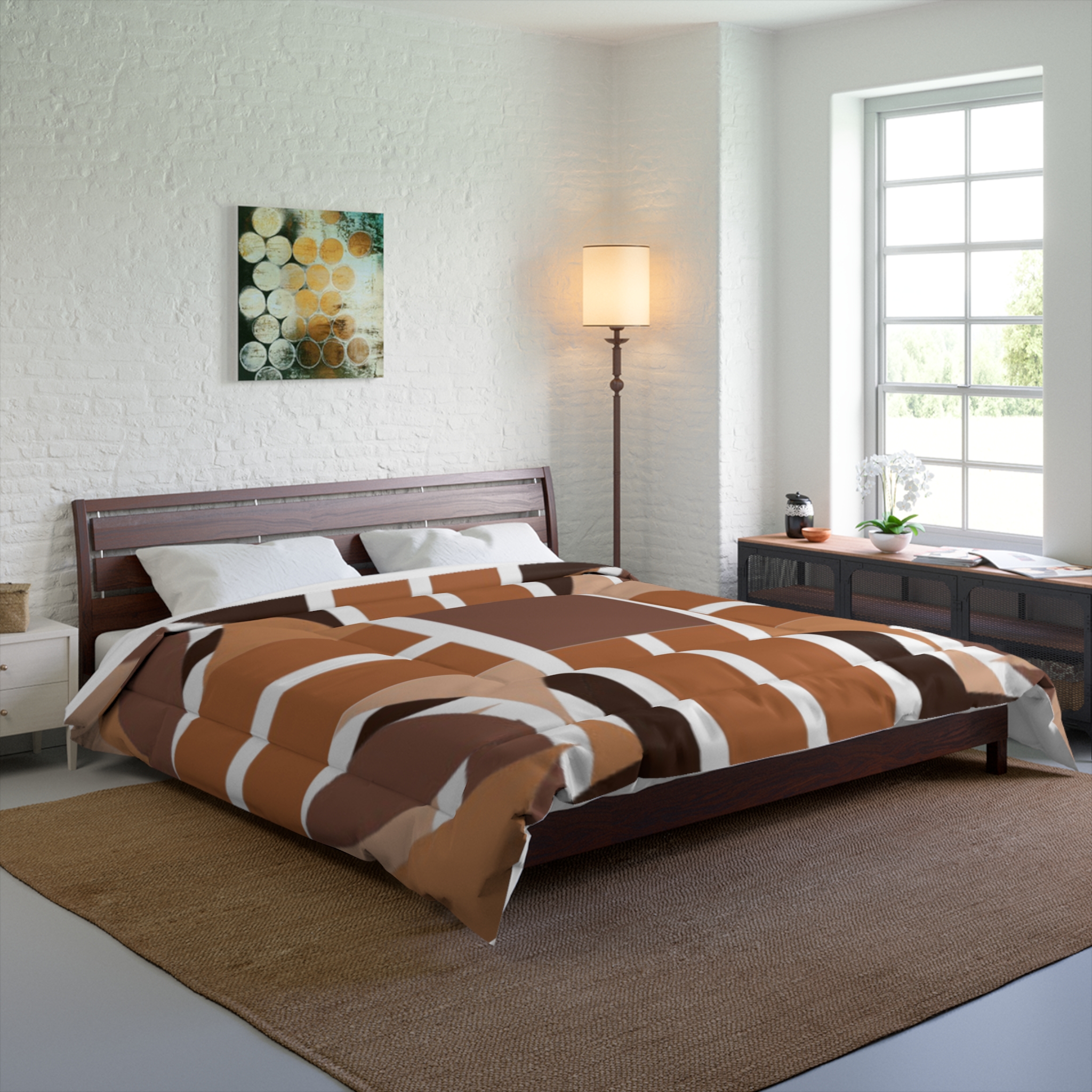 Mid-Century Modern Geometric Brown Comforter