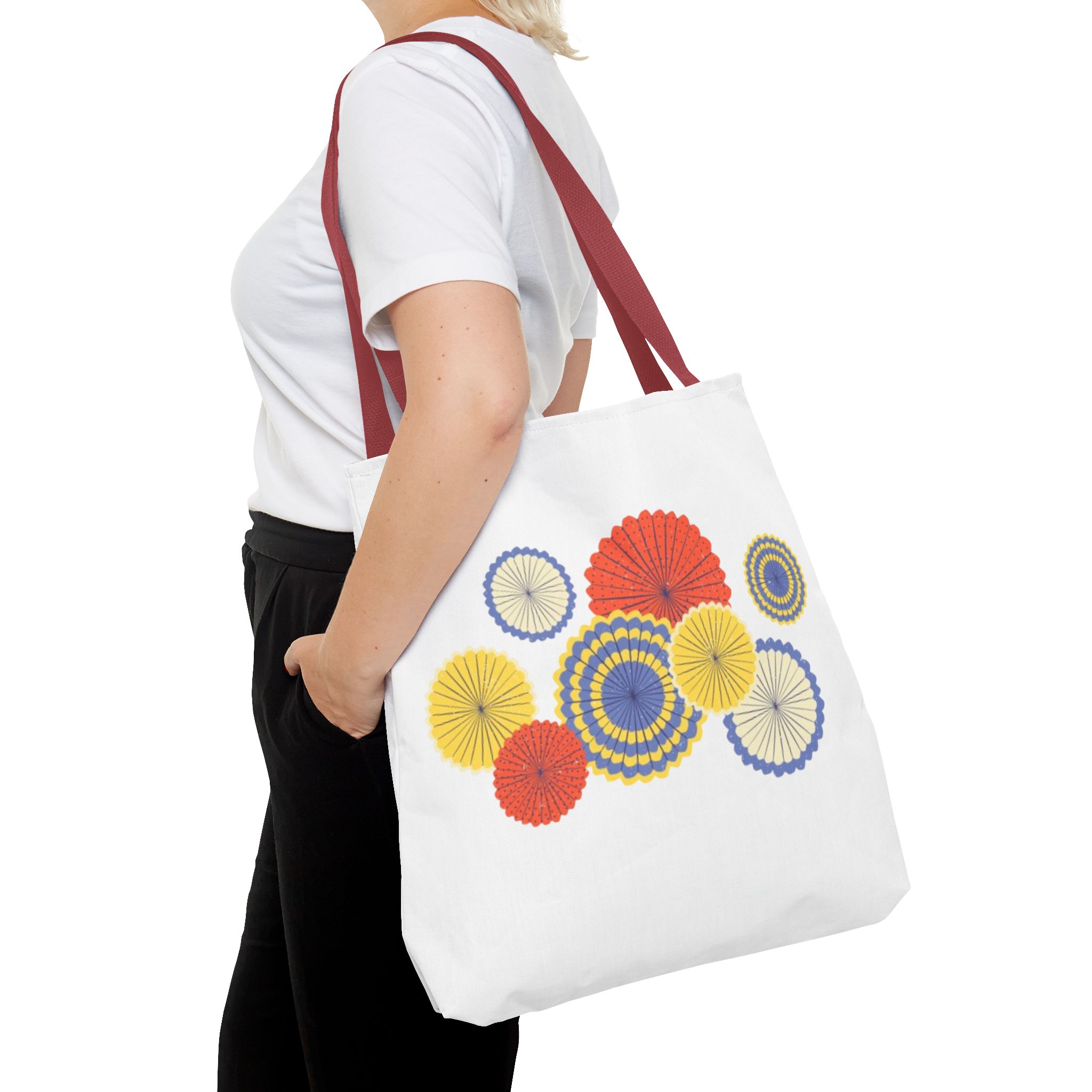 Floral Paper Fans Tote Bag — Colorful Retro Sunburst Design - Image 24