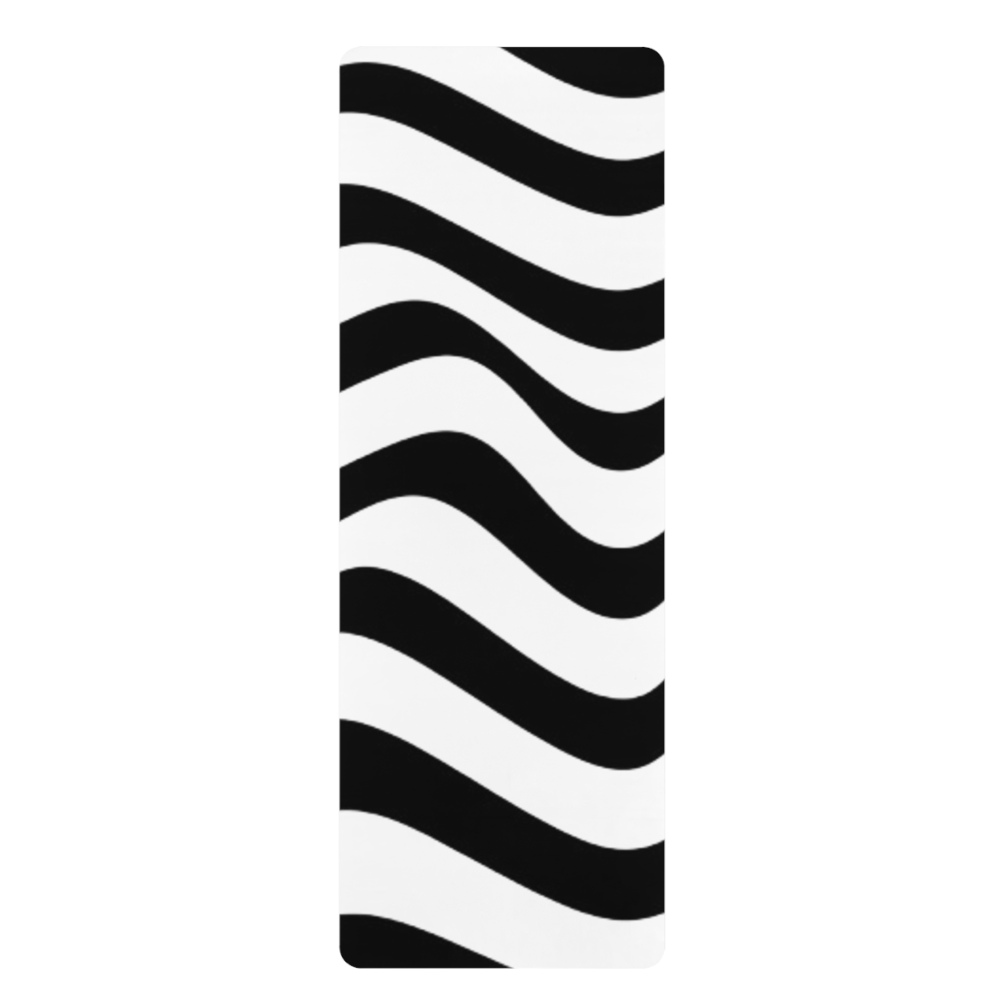 Monochrome Wave Rubber Yoga Mat — Black & White Non-Slip Fitness Mat - Image 2