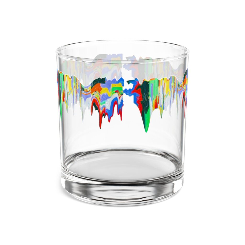 Color Drip Abstract Rocks Glass | 10oz