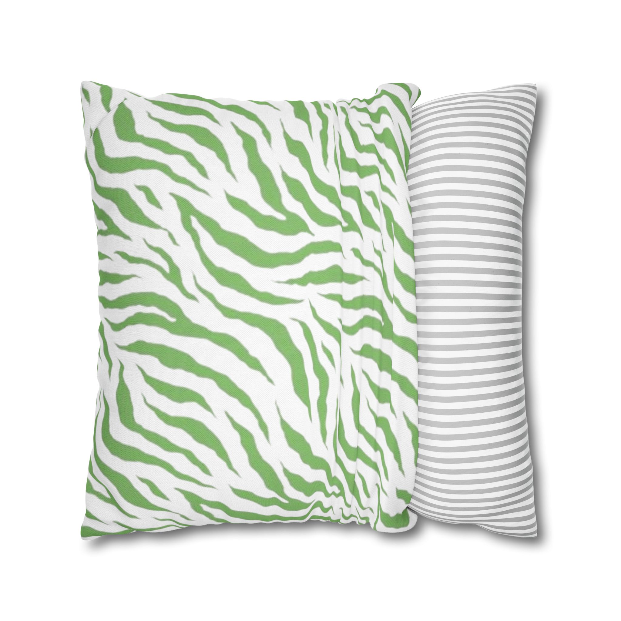 Green Zebra Print Square Pillowcase - Image 5