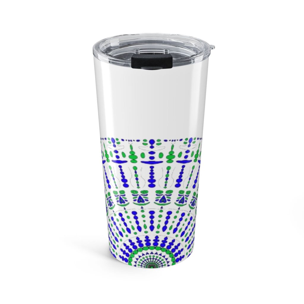 20oz Tumbler — Blue & Green Mandala Stainless Travel Cup