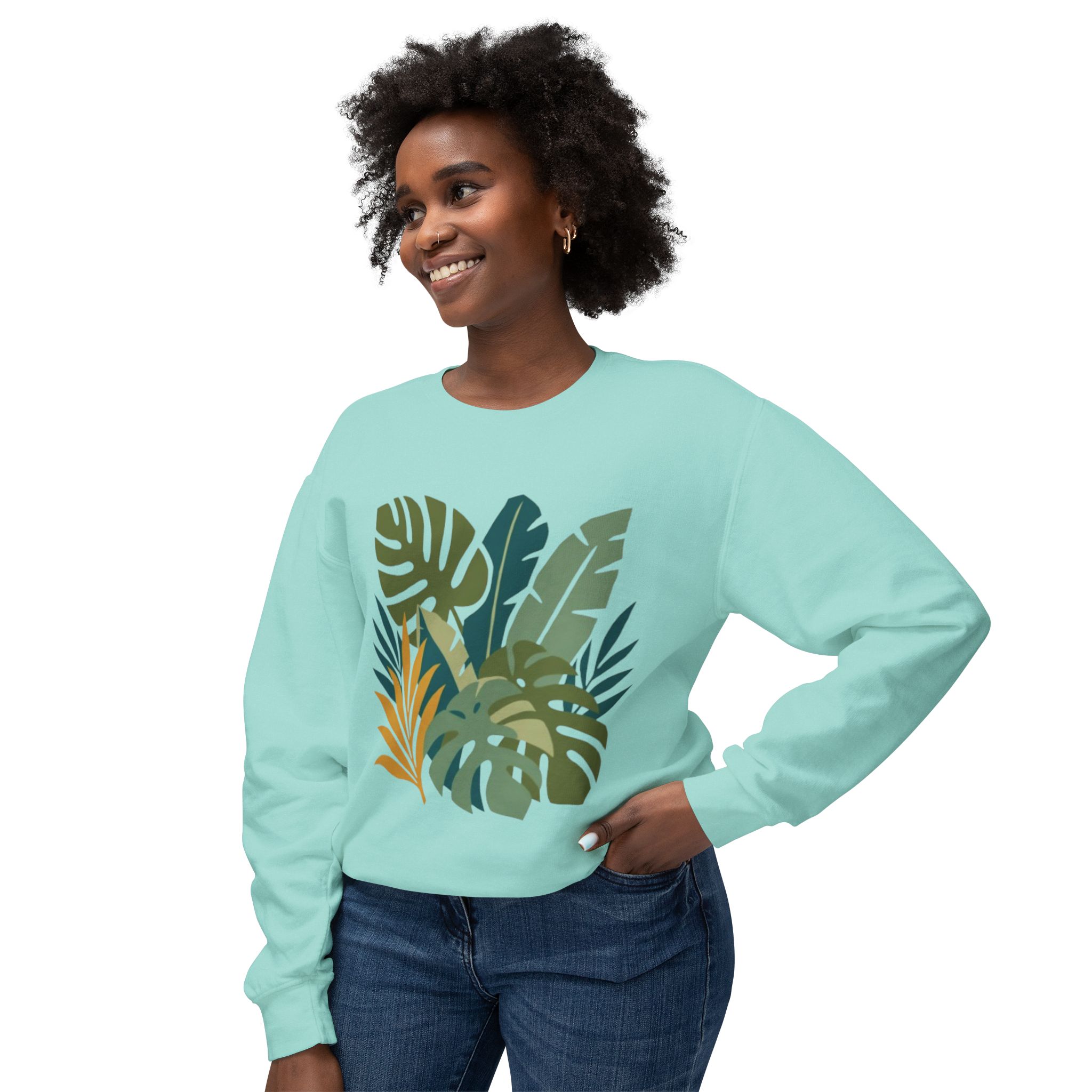 Tropical Leaf Botanical Print Sweatshirt - Image 35