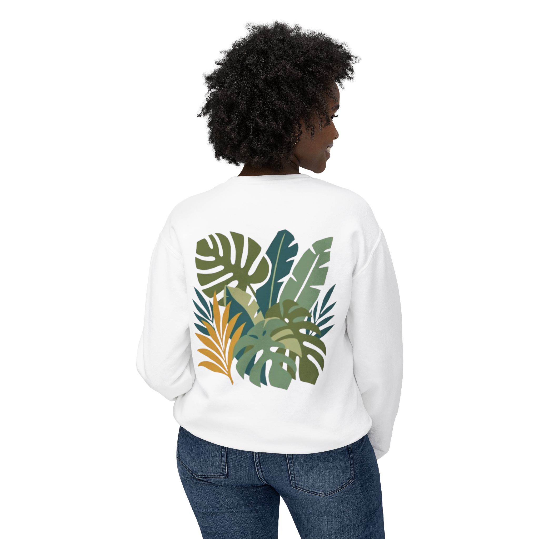 Tropical Leaf Botanical Print Sweatshirt - Image 8