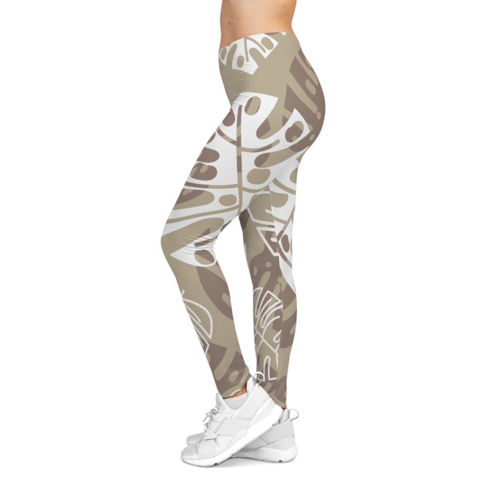Women's Neutral Abstract Botanical Print Leggings