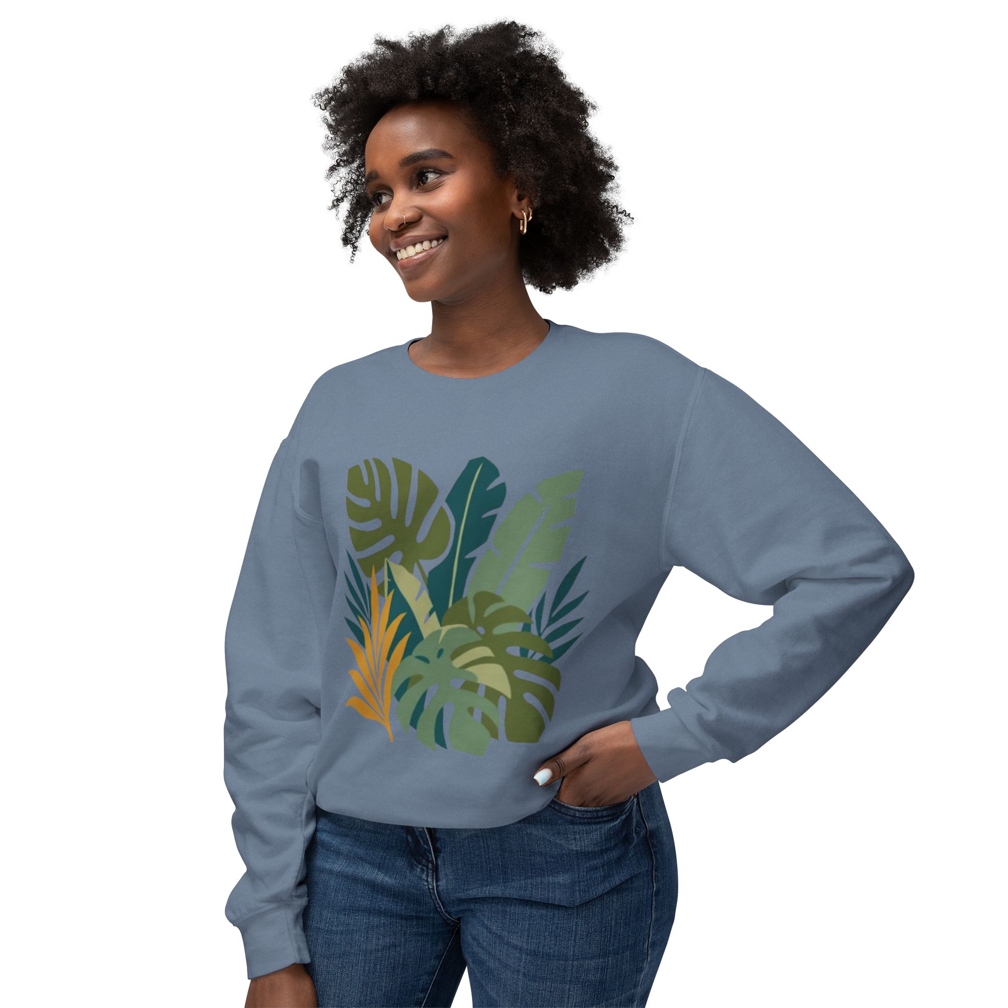 Tropical Leaf Botanical Print Sweatshirt - Image 43