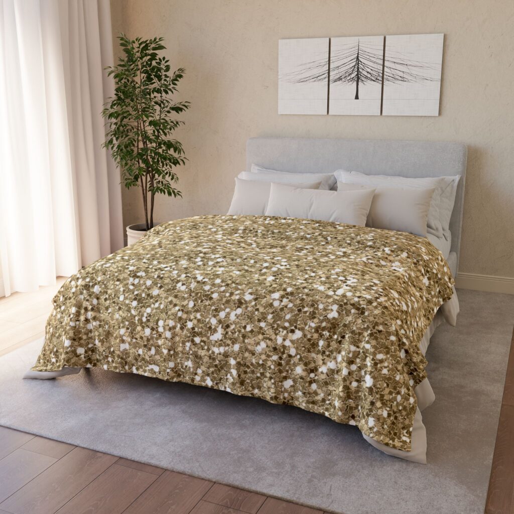 Gold Glitter Plush Blanket — Sparkle Cozy Throw