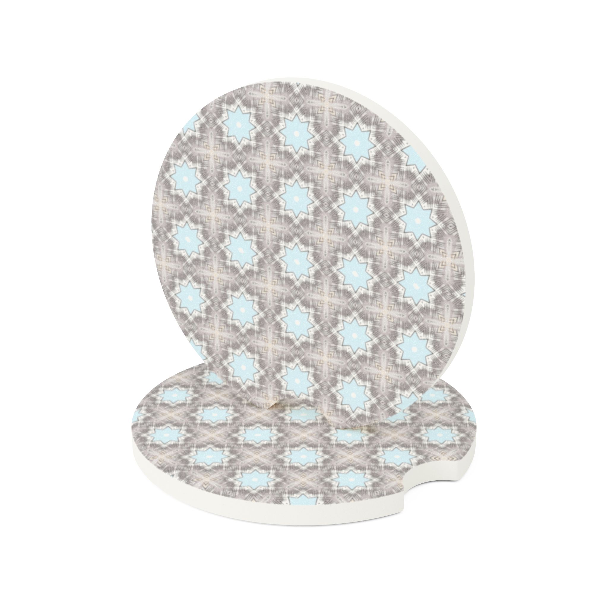 Geometric Blue Star Pattern Soapstone Car Coaster - Image 8