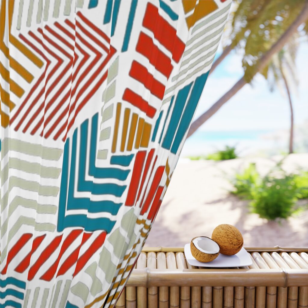 Geometric Retro Pattern Window Curtain