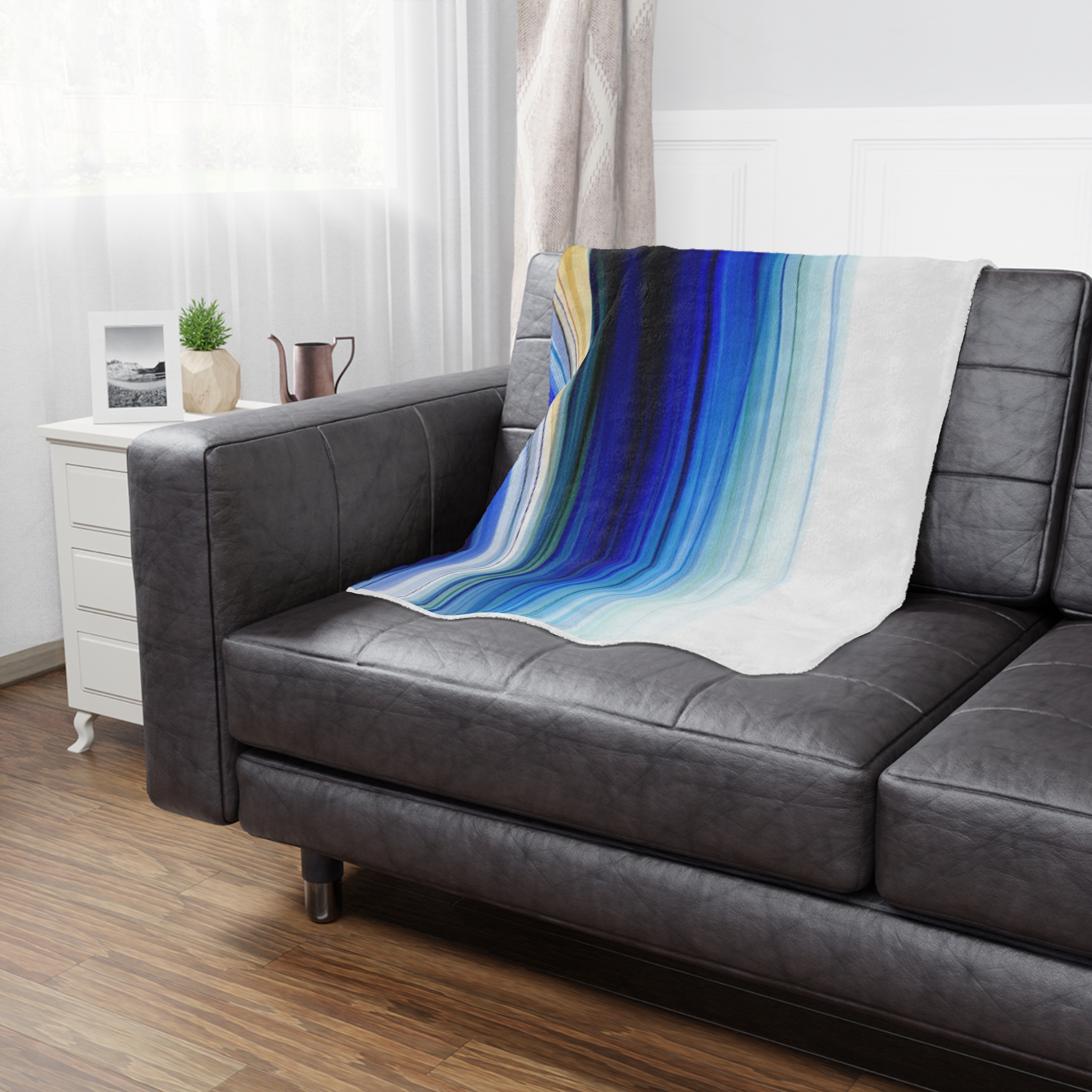 Abstract Blue Waves Minky Blanket