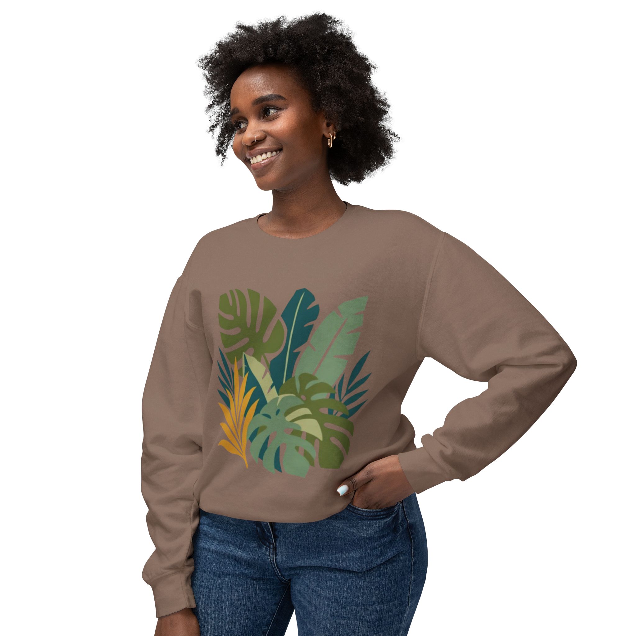 Tropical Leaf Botanical Print Sweatshirt - Image 19