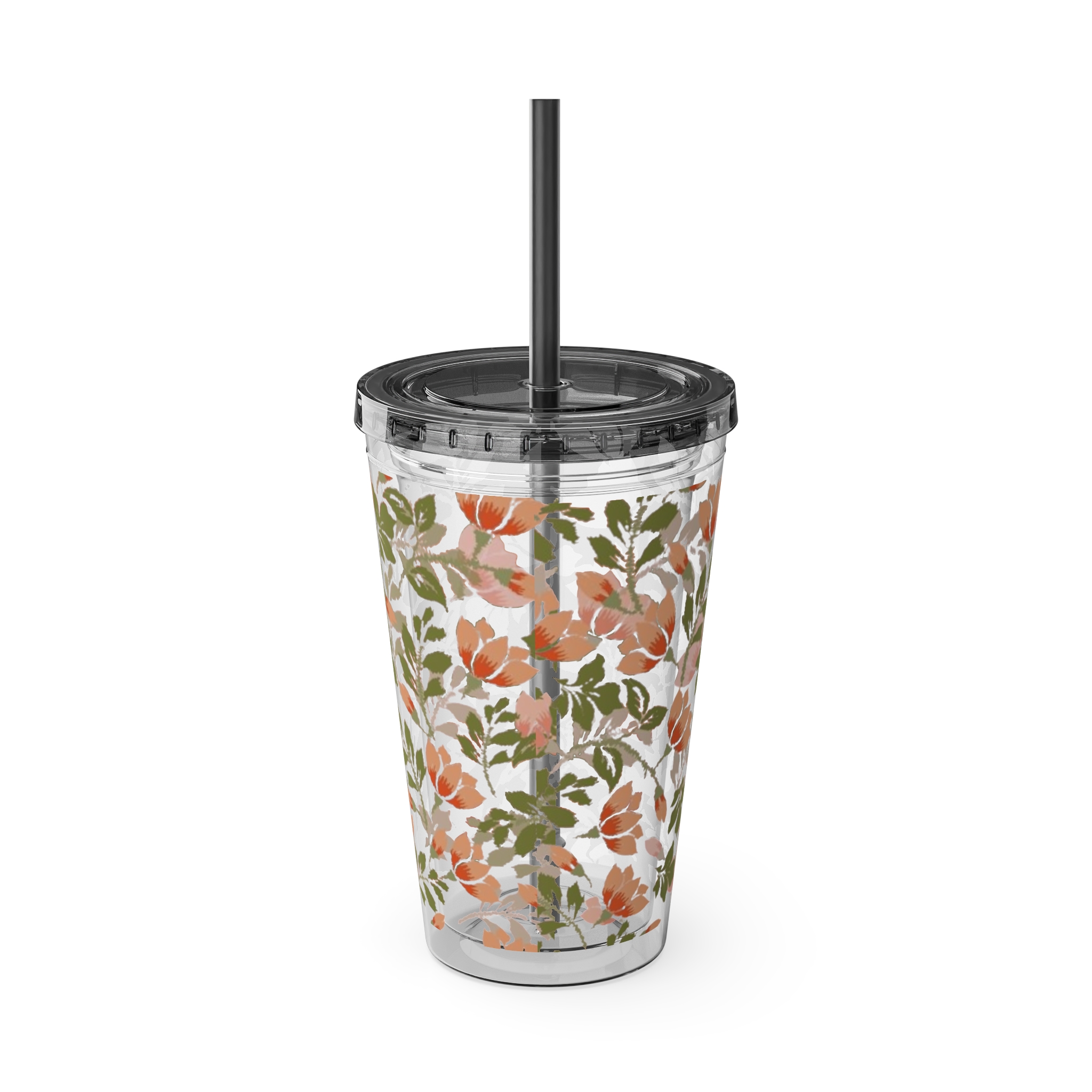 Floral Tumbler with Straw, 16oz - Image 5