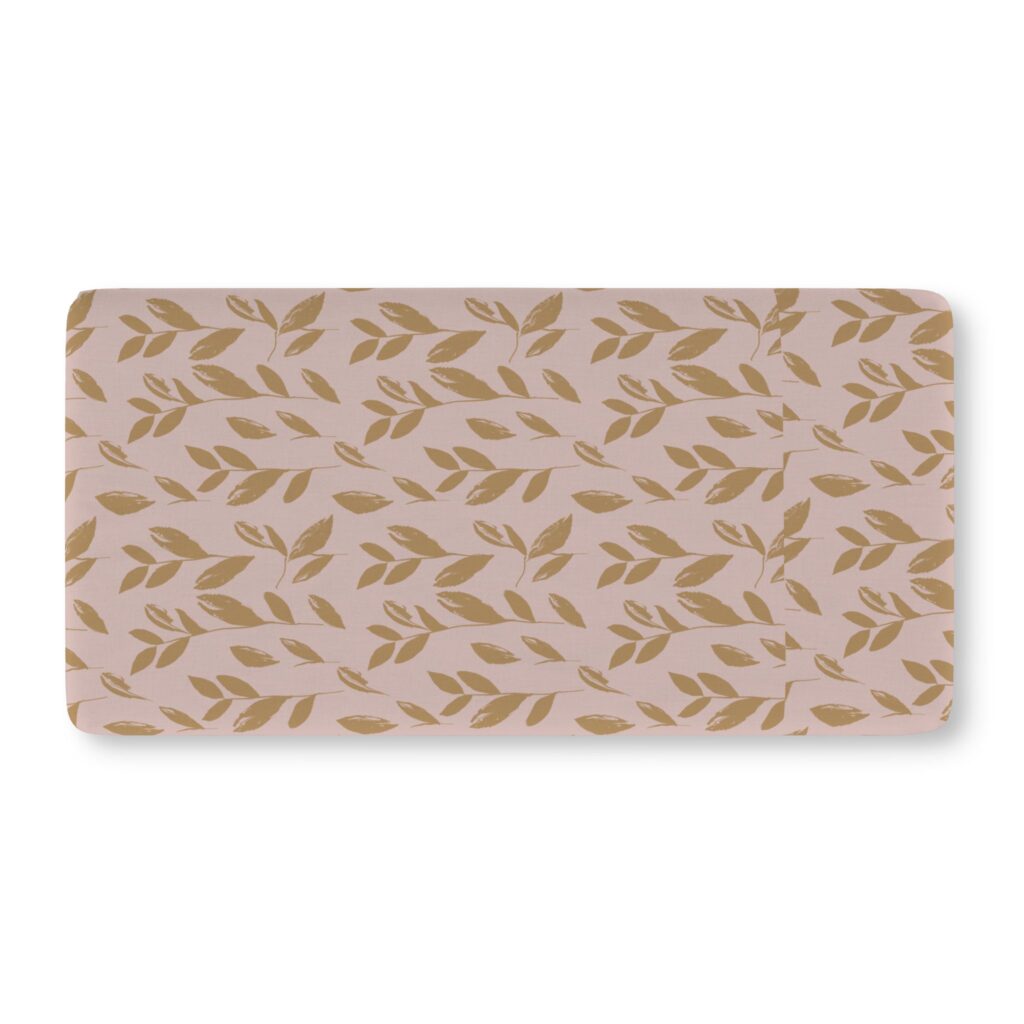 Baby Crib Sheet — Pink Neutral Leaf Pattern Fitted Sheet