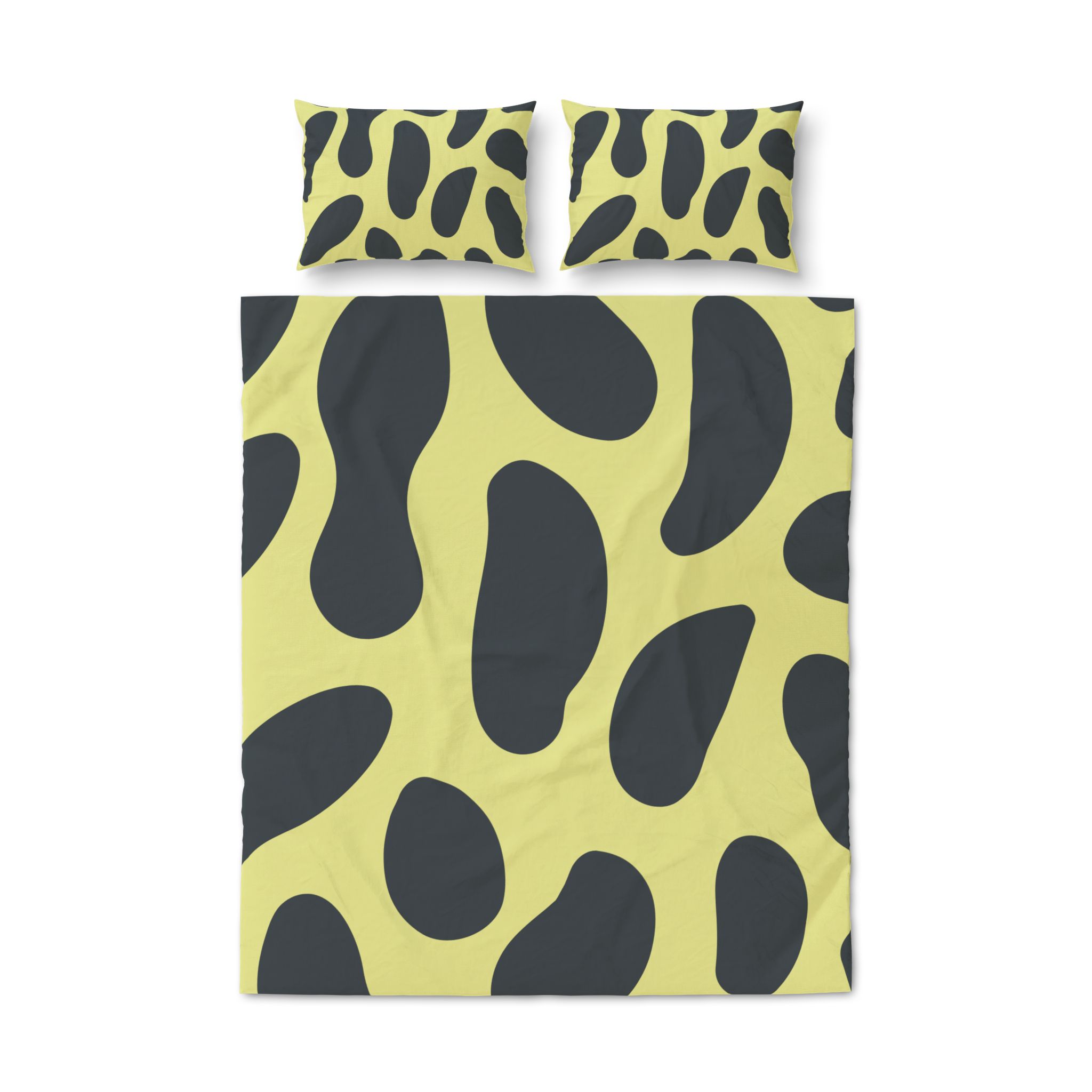 Abstract Black and Lime Organic Pattern Quilt Cover Set - Image 3