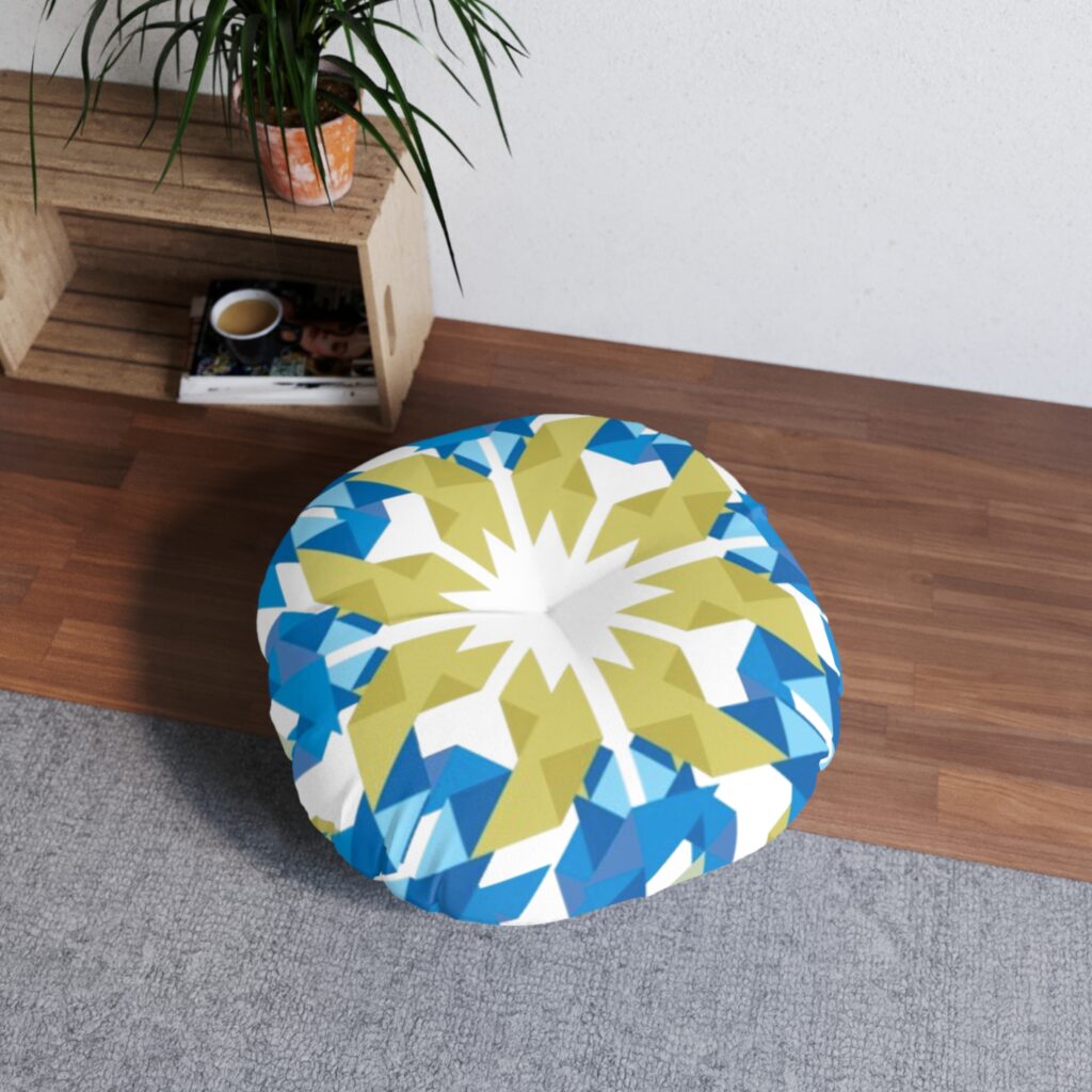 Geometric Snowflake Tufted Floor Pillow