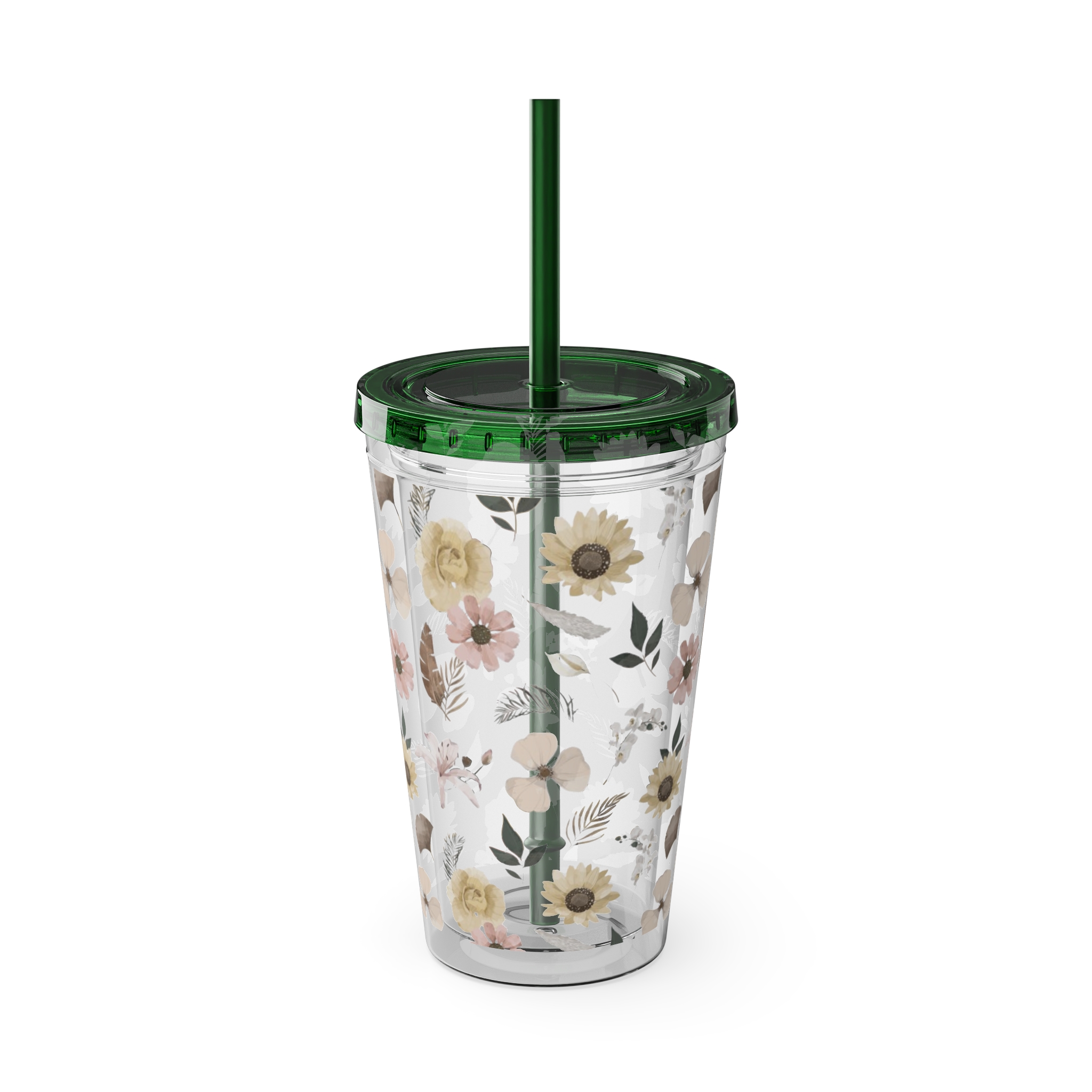 Neutral Watercolor Sunflower Floral Tumbler 16oz - Image 21