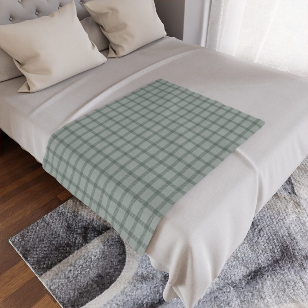 Sage Green Plaid Minky Blanket