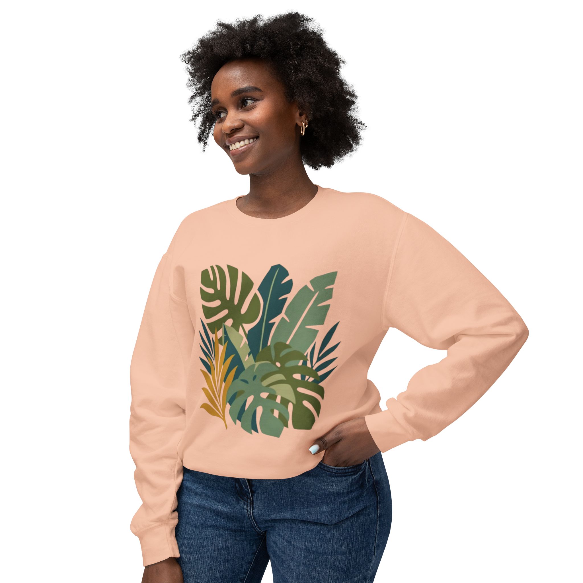 Tropical Leaf Botanical Print Sweatshirt - Image 15