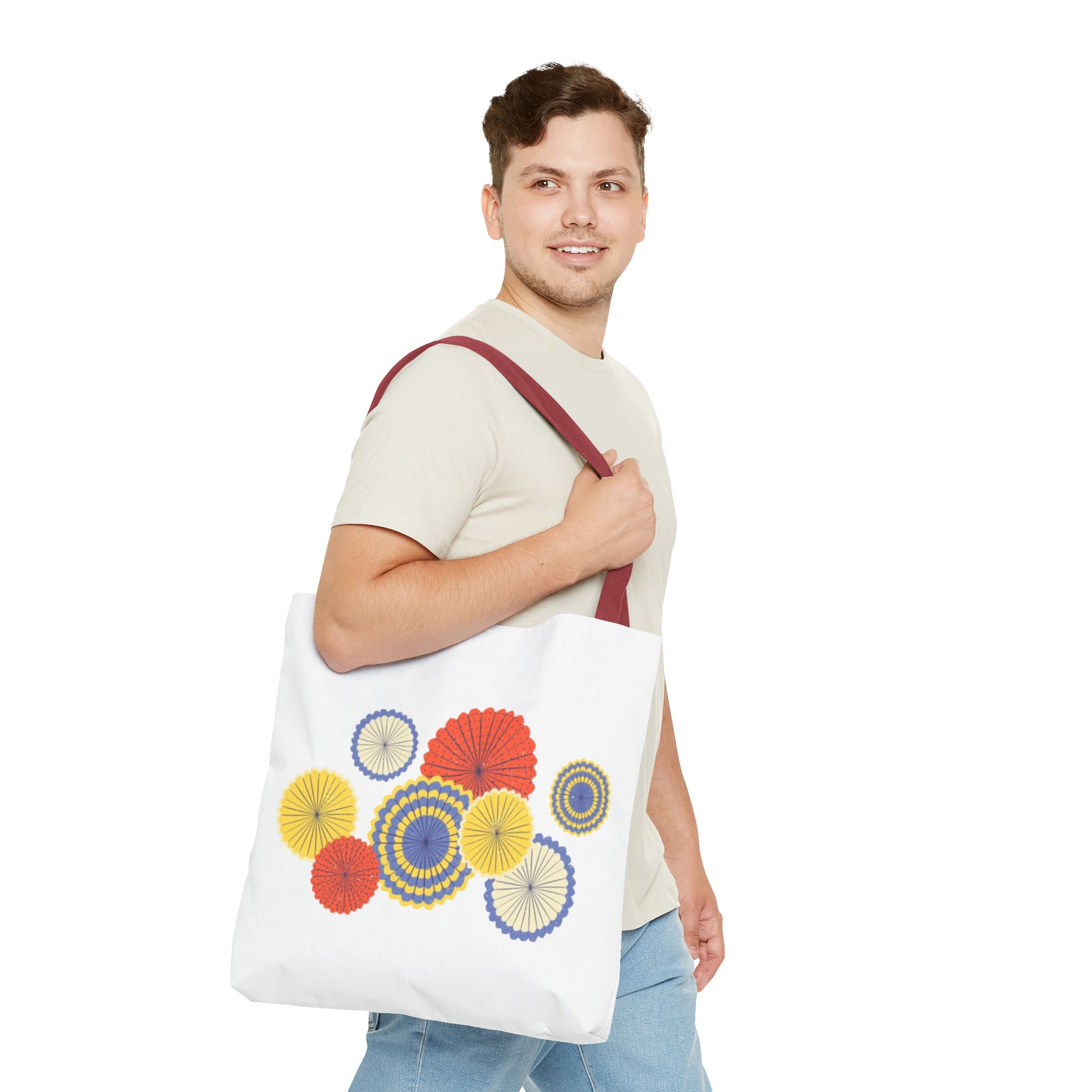 Floral Paper Fans Tote Bag — Colorful Retro Sunburst Design - Image 23