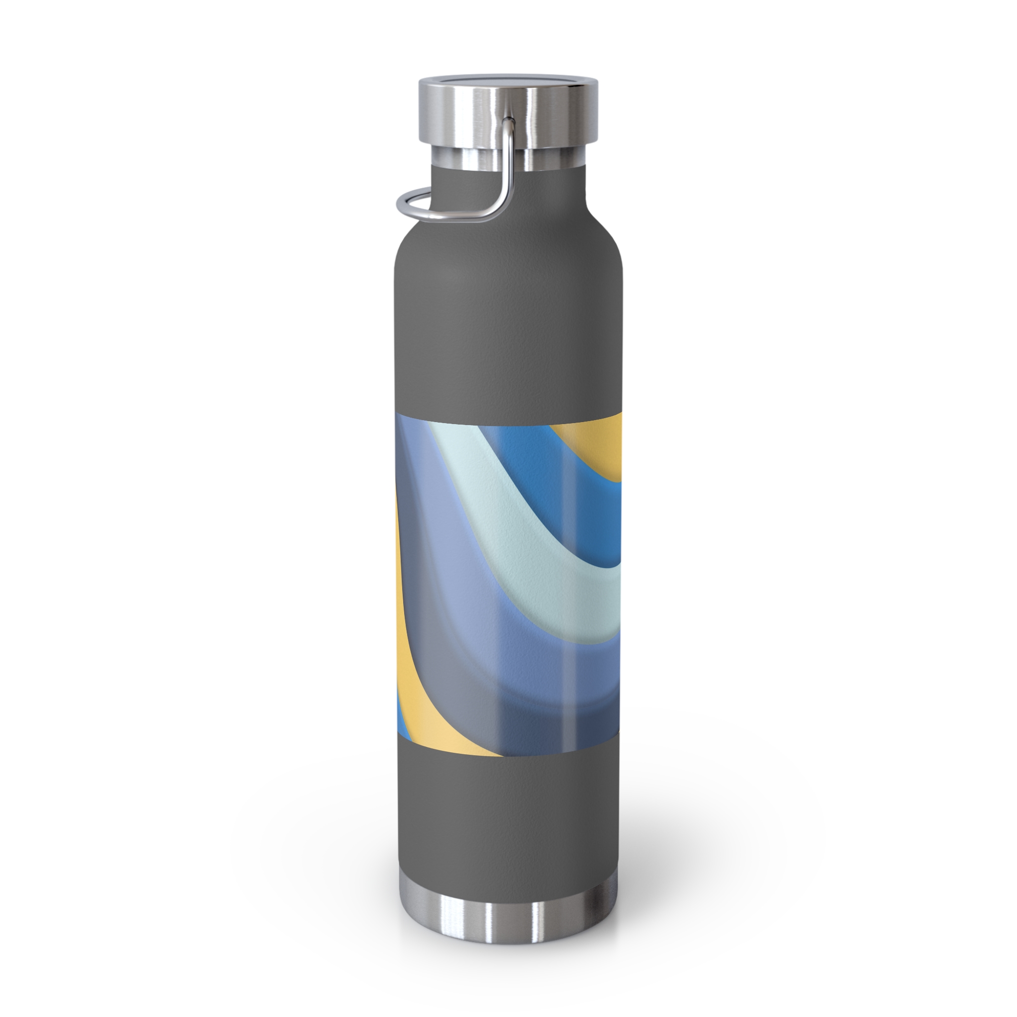 22oz Abstract Blue and Yellow Wave Vacuum Insulated Bottle - Image 14