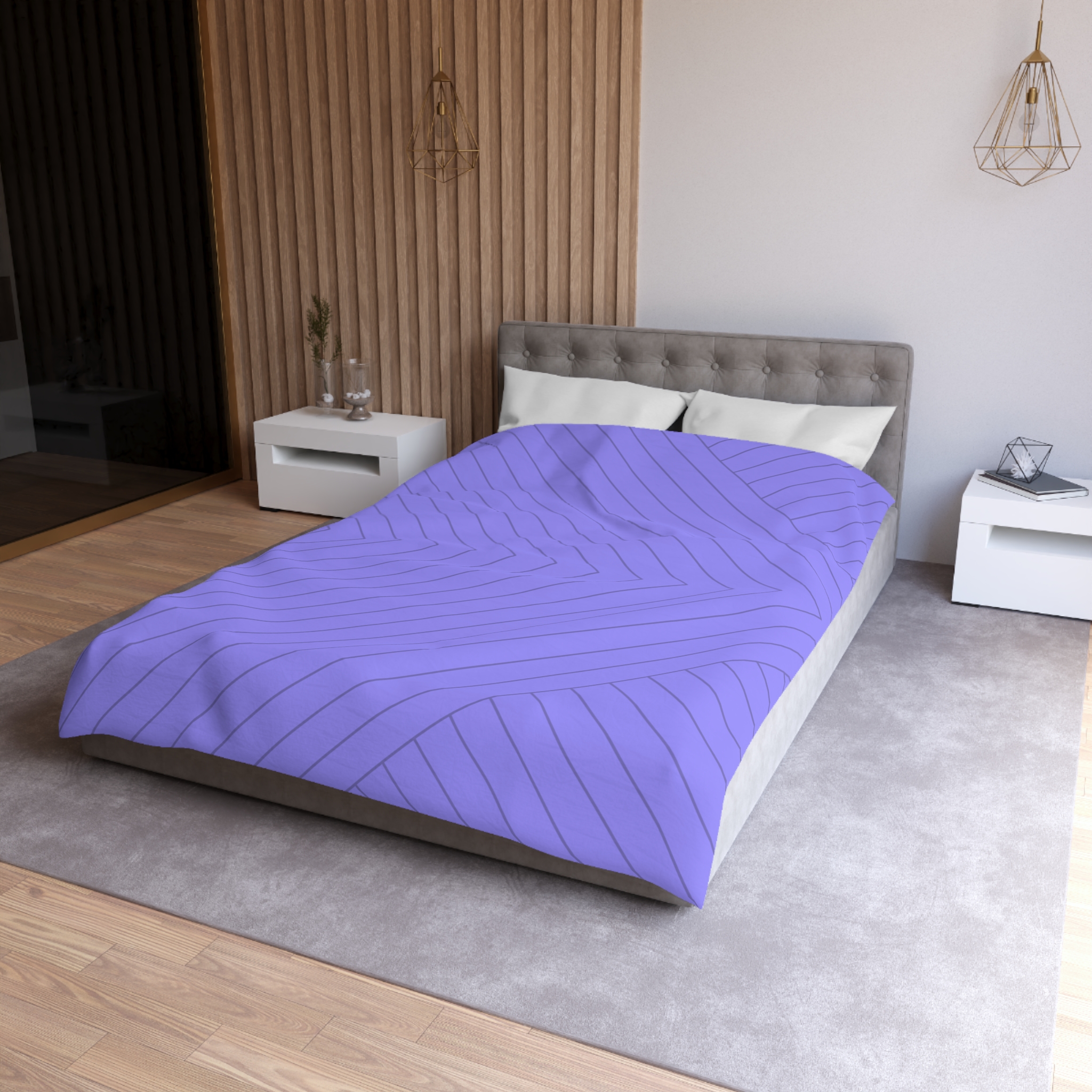 Lavender Geometric Duvet Cover — Modern Chevron Striped Microfiber - Image 24