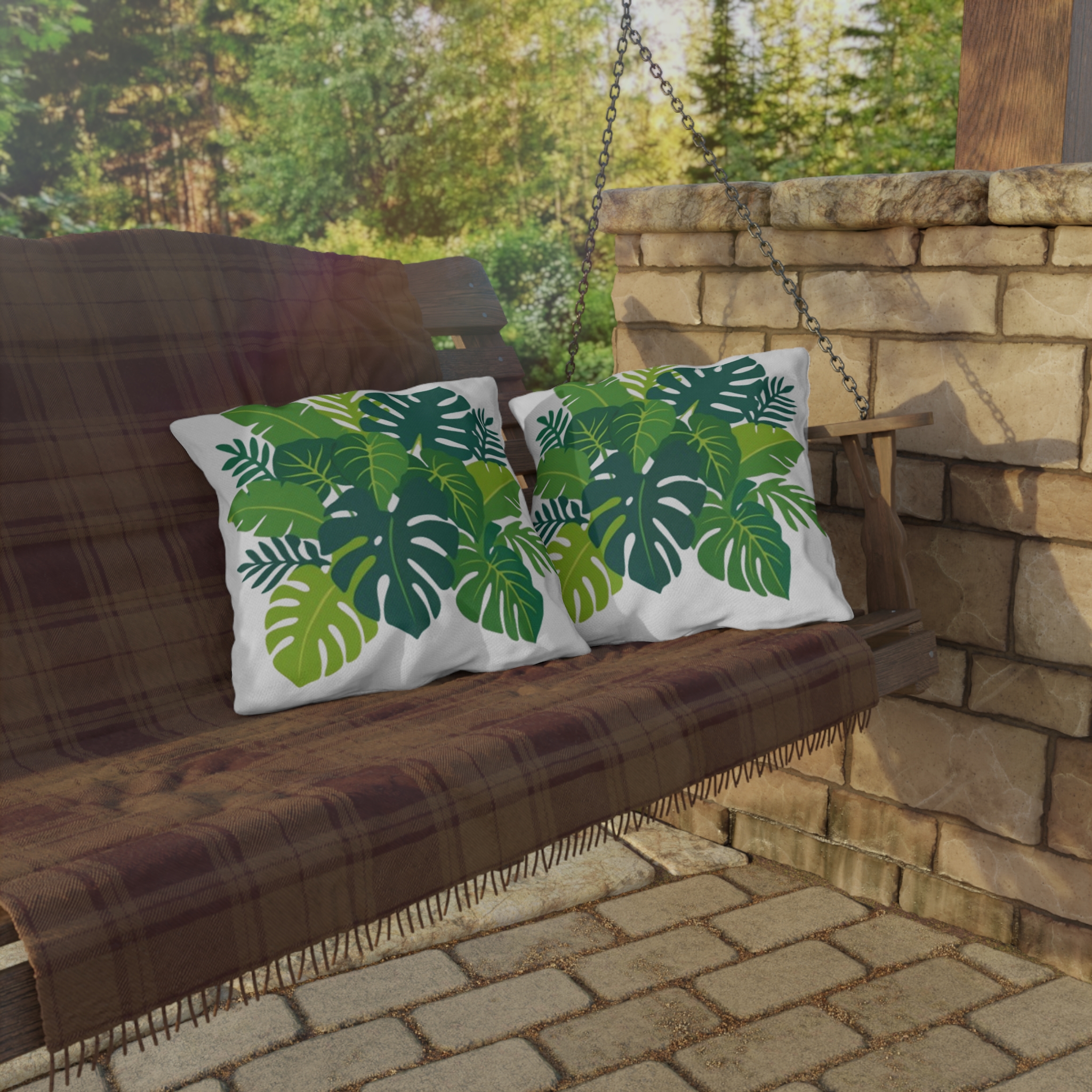 Tropical Monstera Leaf Outdoor Pillow - Image 12