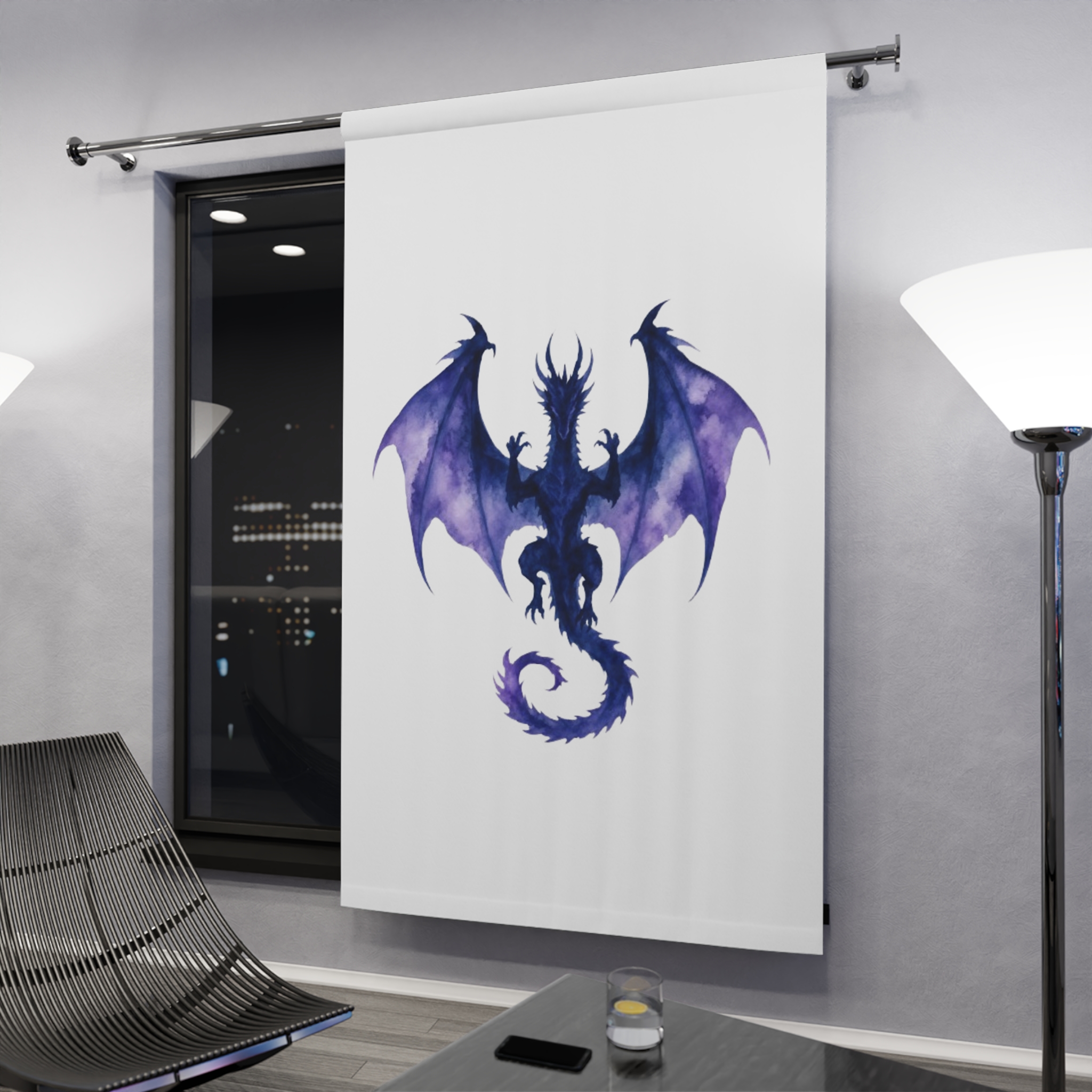 Purple Dragon Fantasy Window Curtain - Image 3
