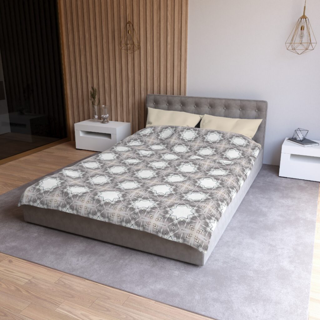 Gray Geometric Moroccan Star Microfiber Duvet Cover