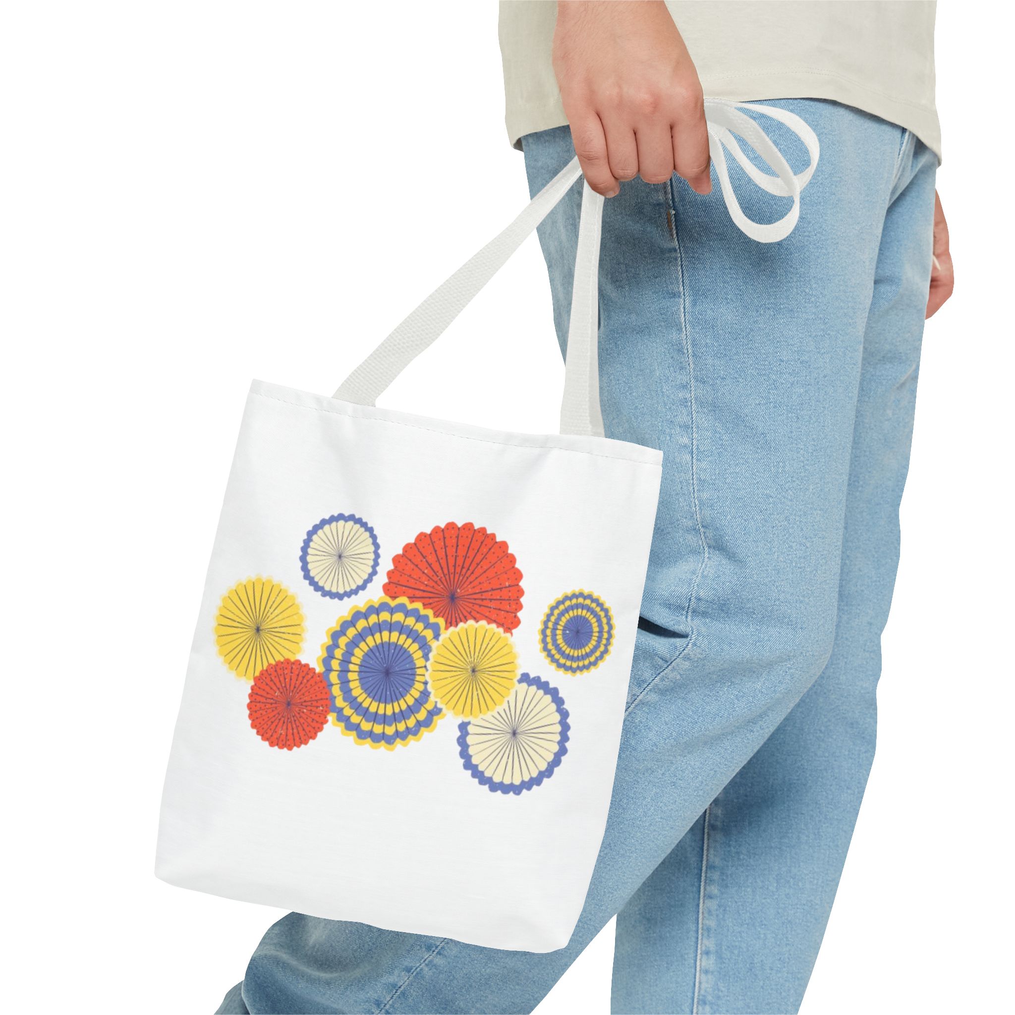 Floral Paper Fans Tote Bag — Colorful Retro Sunburst Design - Image 27