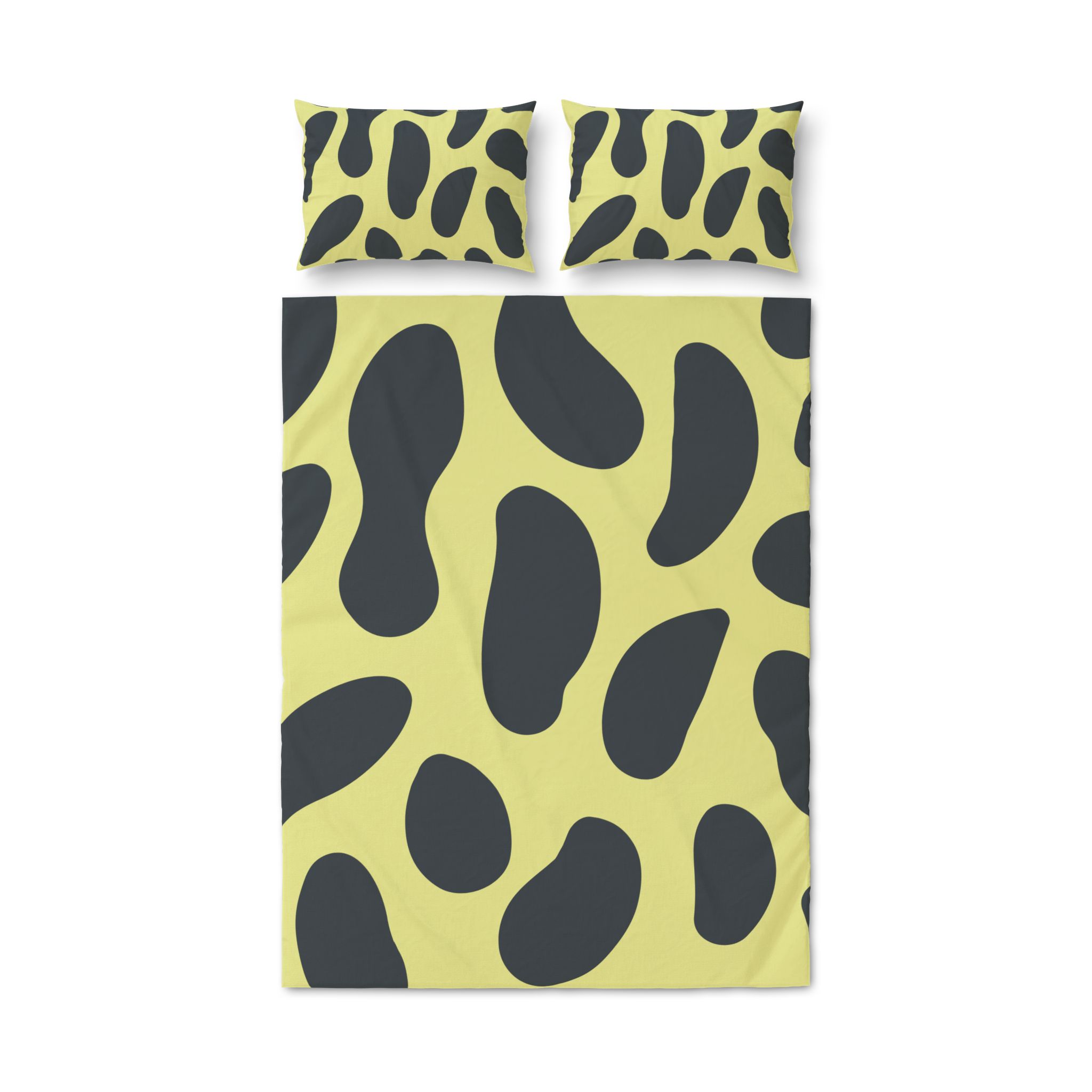 Abstract Black and Lime Organic Pattern Quilt Cover Set - Image 2