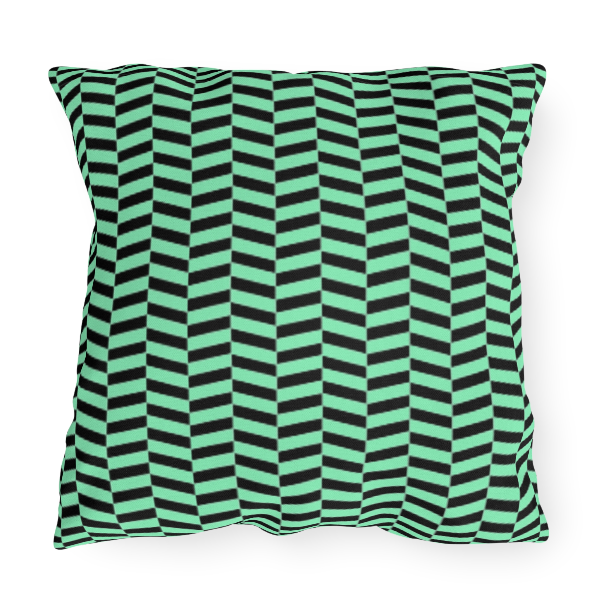Outdoor Pillow – Mint Green and Black Geometric Wave Pattern - Image 9