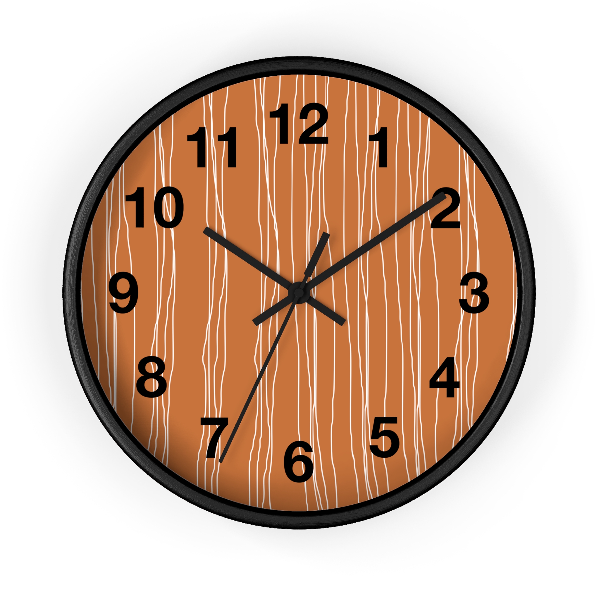 Woodgrain Stripes Wall Clock | Rustic Modern Home Decor - Image 2